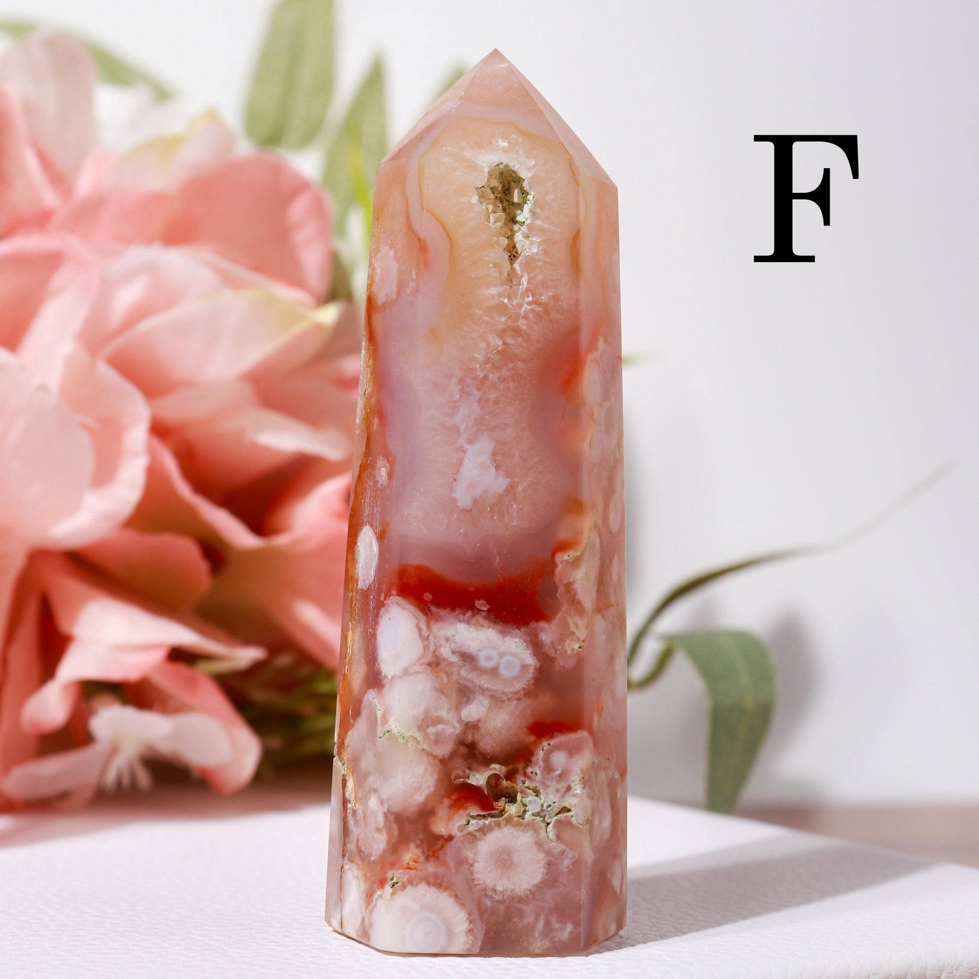 Flower Agate, Cherry Blossom Crystal, Ethically Sourced Crystals, Spring Home Decor, Polished Gemstone Towers