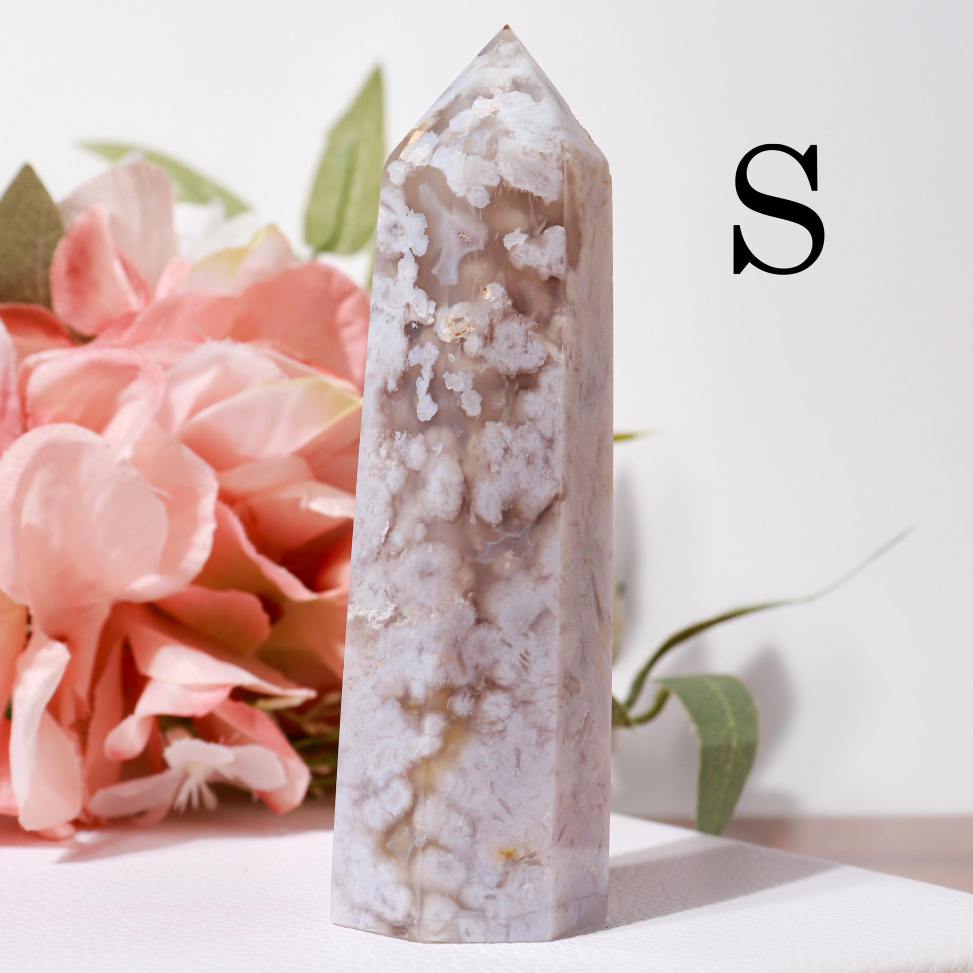 Flower Agate, Cherry Blossom Crystal, Ethically Sourced Crystals, Spring Home Decor, Polished Gemstone Towers