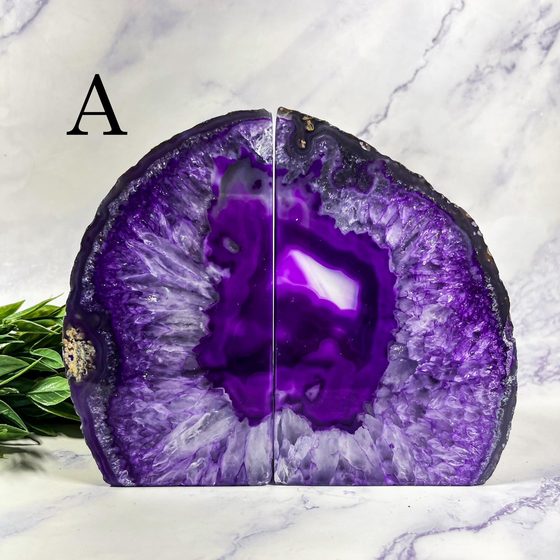 Crystal Agate Bookends, Purple Bookends, Spiritual Home Decor, Ethically Sourced - PICK YOUR OWN