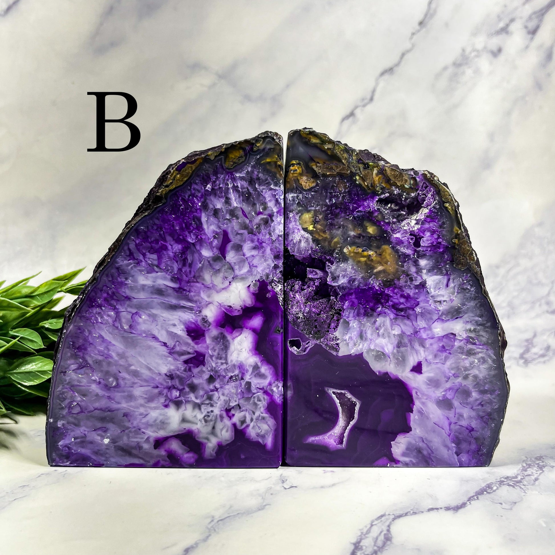 Crystal Agate Bookends, Purple Bookends, Spiritual Home Decor, Ethically Sourced - PICK YOUR OWN