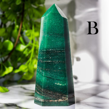 GRADE AAA Green Aventurine Tower – Healing Crystal for Heart Chakra, Natural Gemstone Tower, Polished Stone, Spiritual Gift, Energy Decor