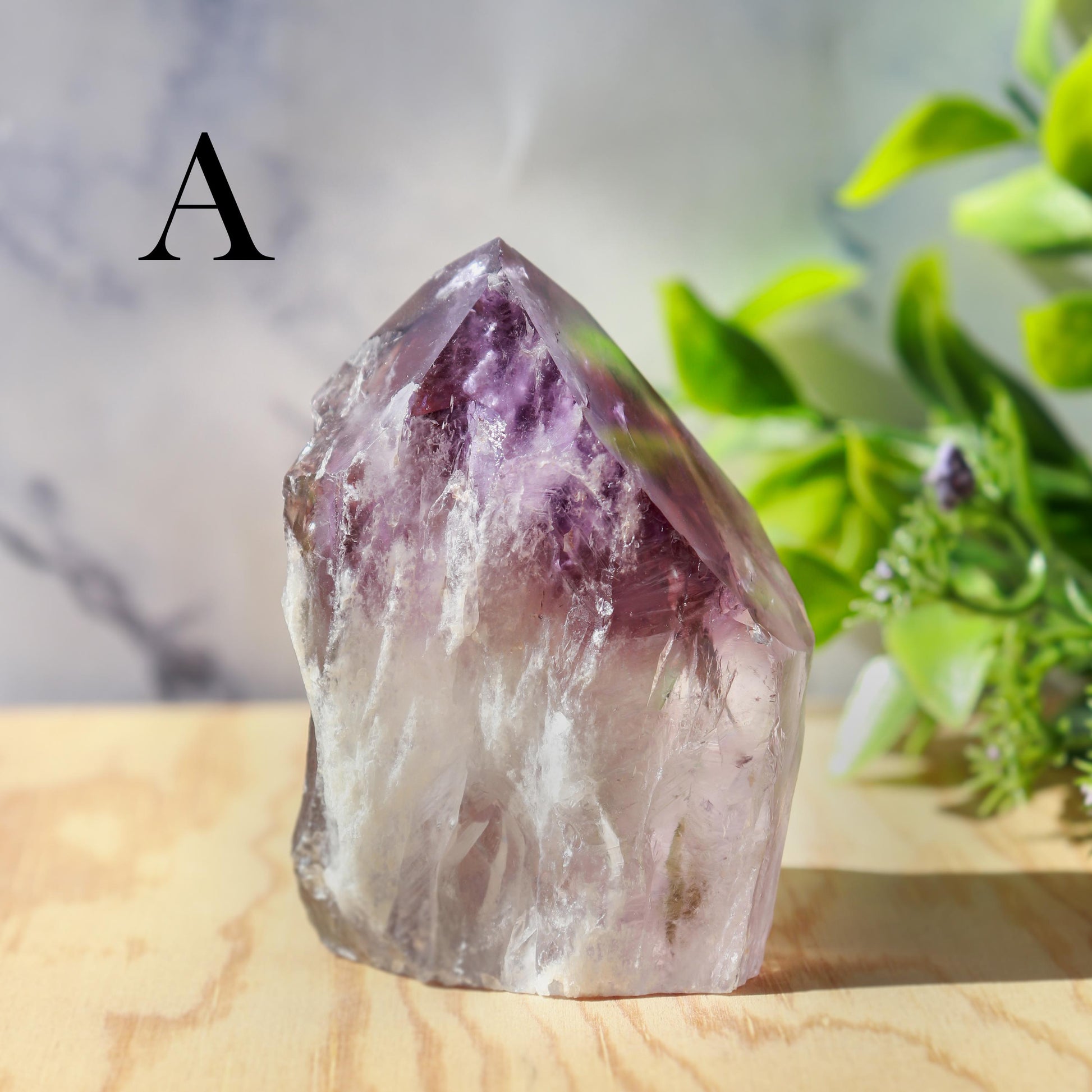 Unique Amethyst Point with Smoky Phantom and Raw Base, Activate your Crown and Root Chakras