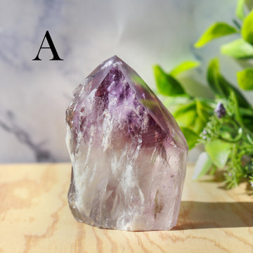 Unique Amethyst Point with Smoky Phantom and Raw Base, Activate your Crown and Root Chakras
