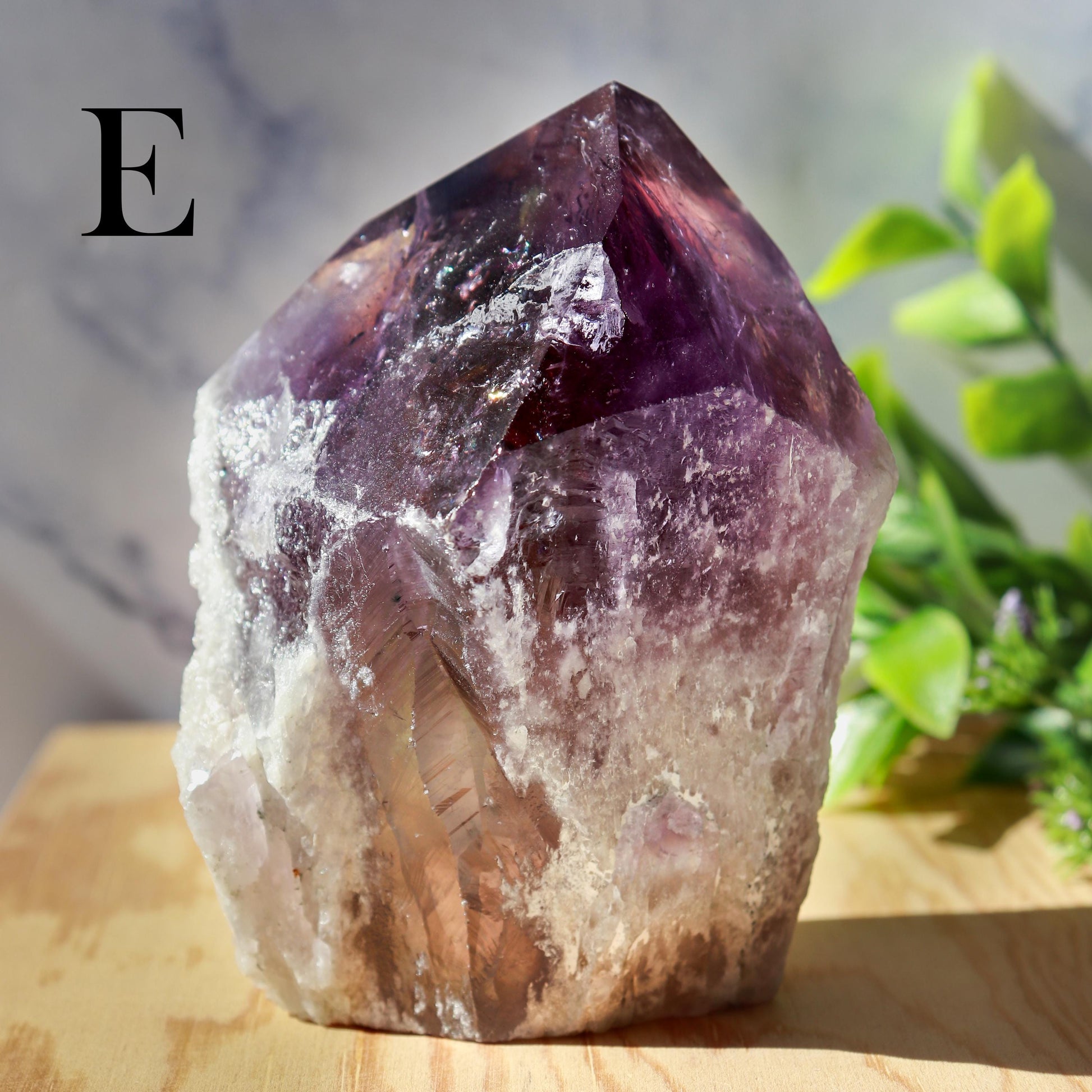 Unique Amethyst Point with Smoky Phantom and Raw Base, Activate your Crown and Root Chakras