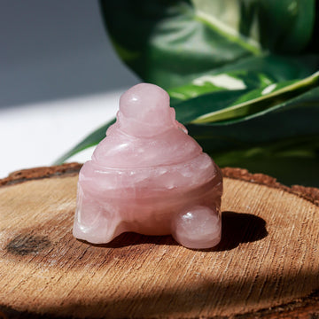 Rose Quartz Happy Buddha Statue, Carved Gemstone Buddha, Heart Chakra, Love Crystal - SOLD PER PIECE