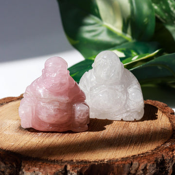 Rose Quartz Happy Buddha Statue, Carved Gemstone Buddha, Heart Chakra, Love Crystal - SOLD PER PIECE