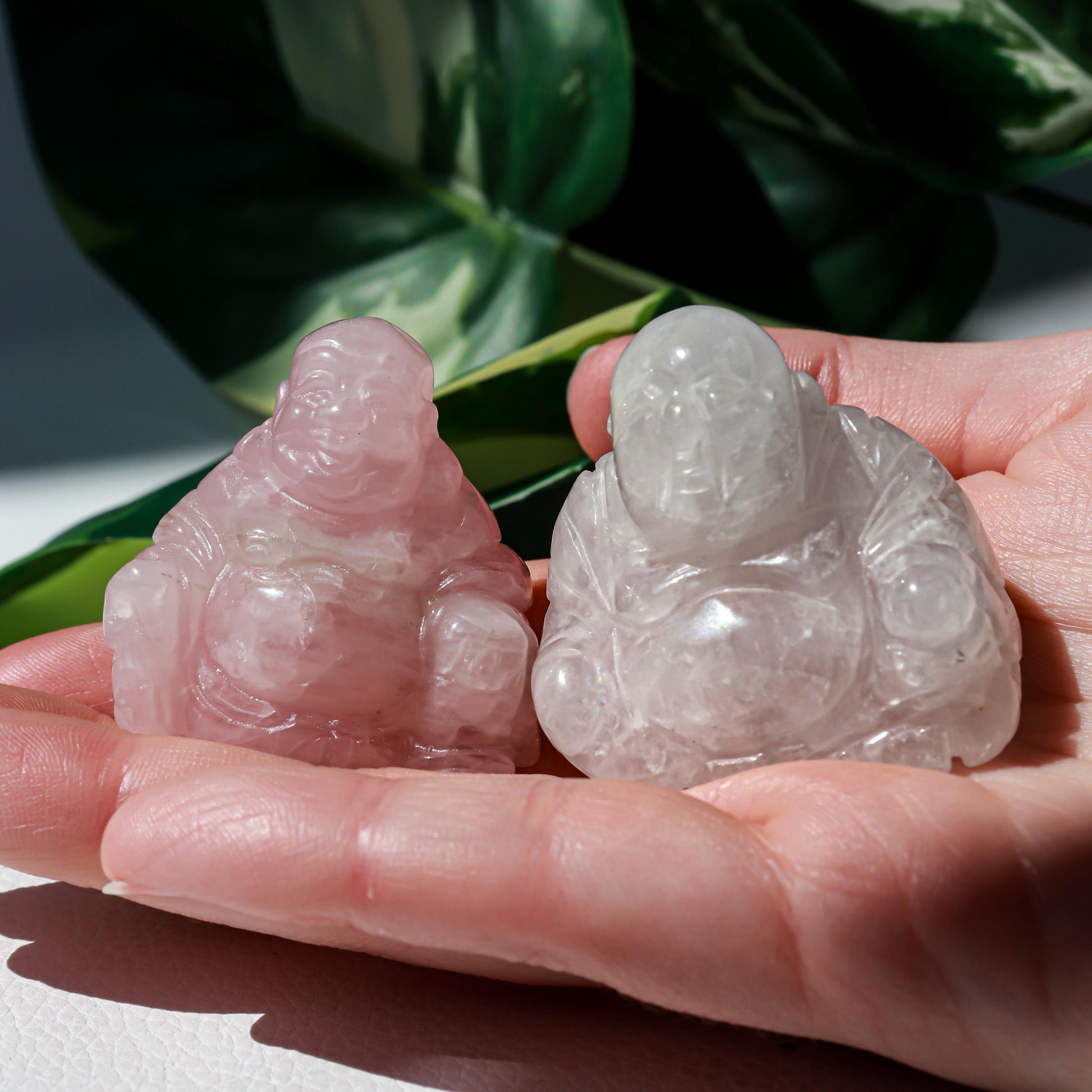 Rose Quartz Happy Buddha Statue, Carved Gemstone Buddha, Heart Chakra, Love Crystal - SOLD PER PIECE