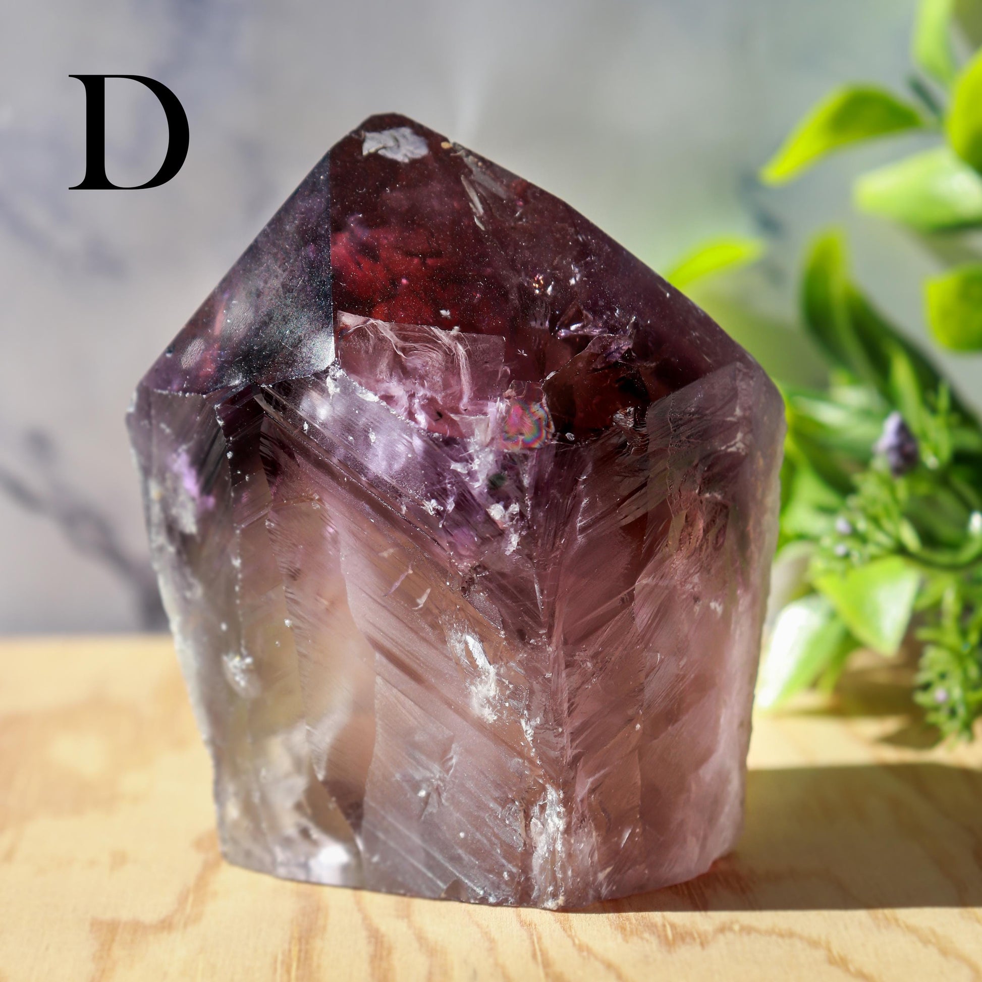 Unique Amethyst Point with Smoky Phantom and Raw Base, Activate your Crown and Root Chakras