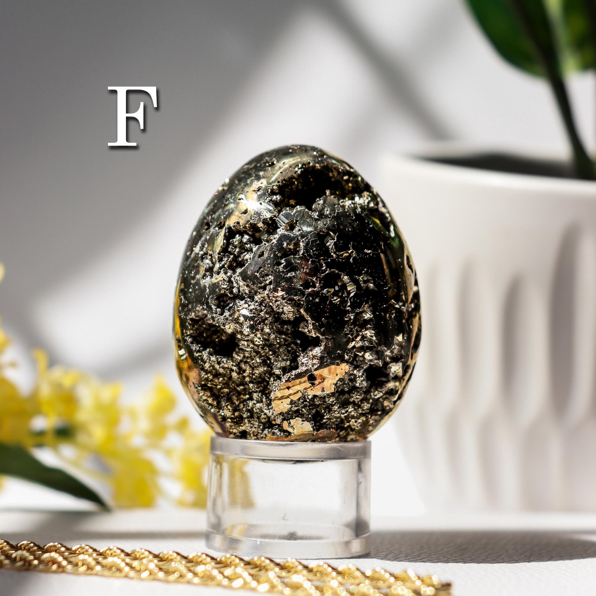 Natural Pyrite Egg, Ethically Sourced, Abundance and Prosperity, Easter Egg - PICK YOUR OWN