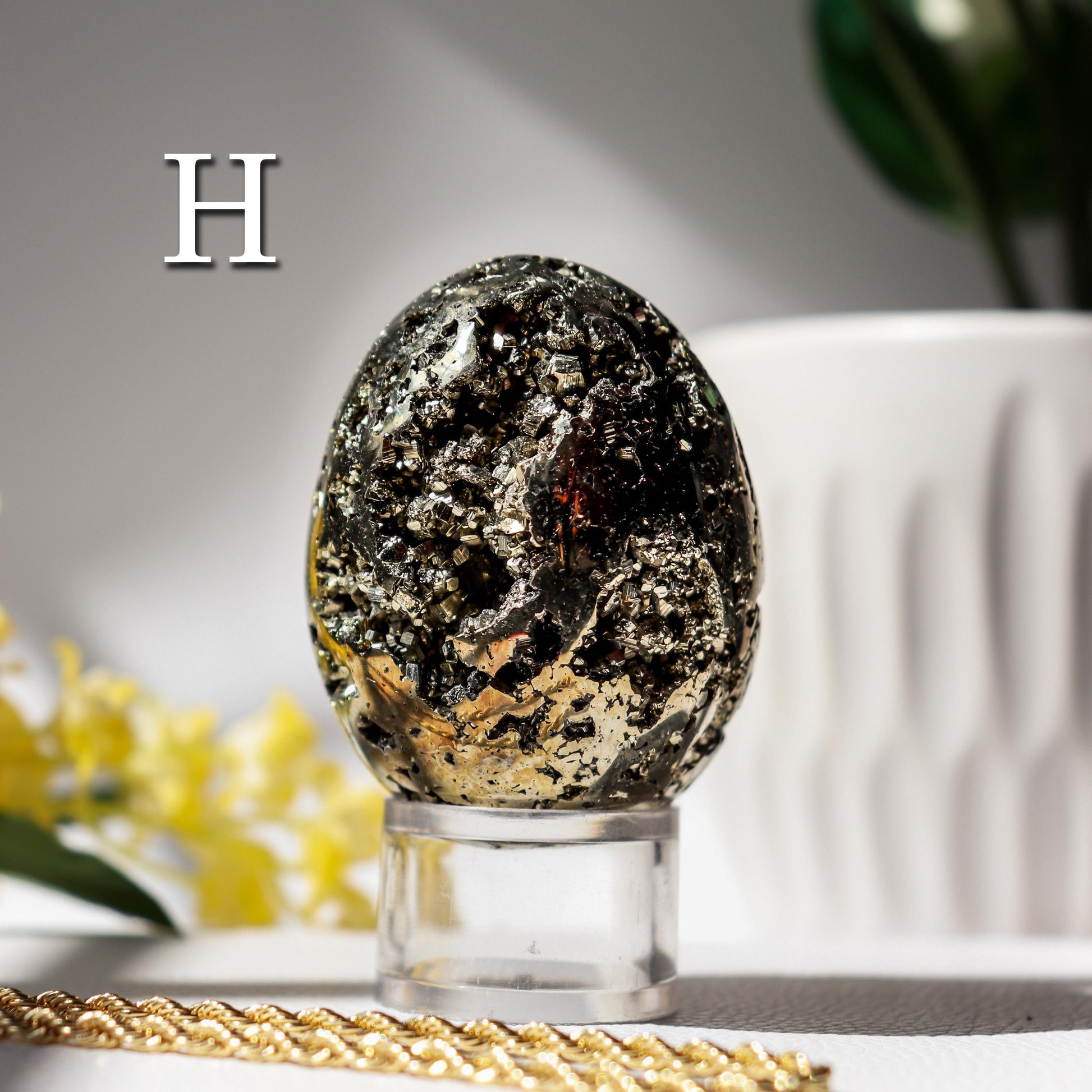Natural Pyrite Egg, Ethically Sourced, Abundance and Prosperity, Easter Egg - PICK YOUR OWN