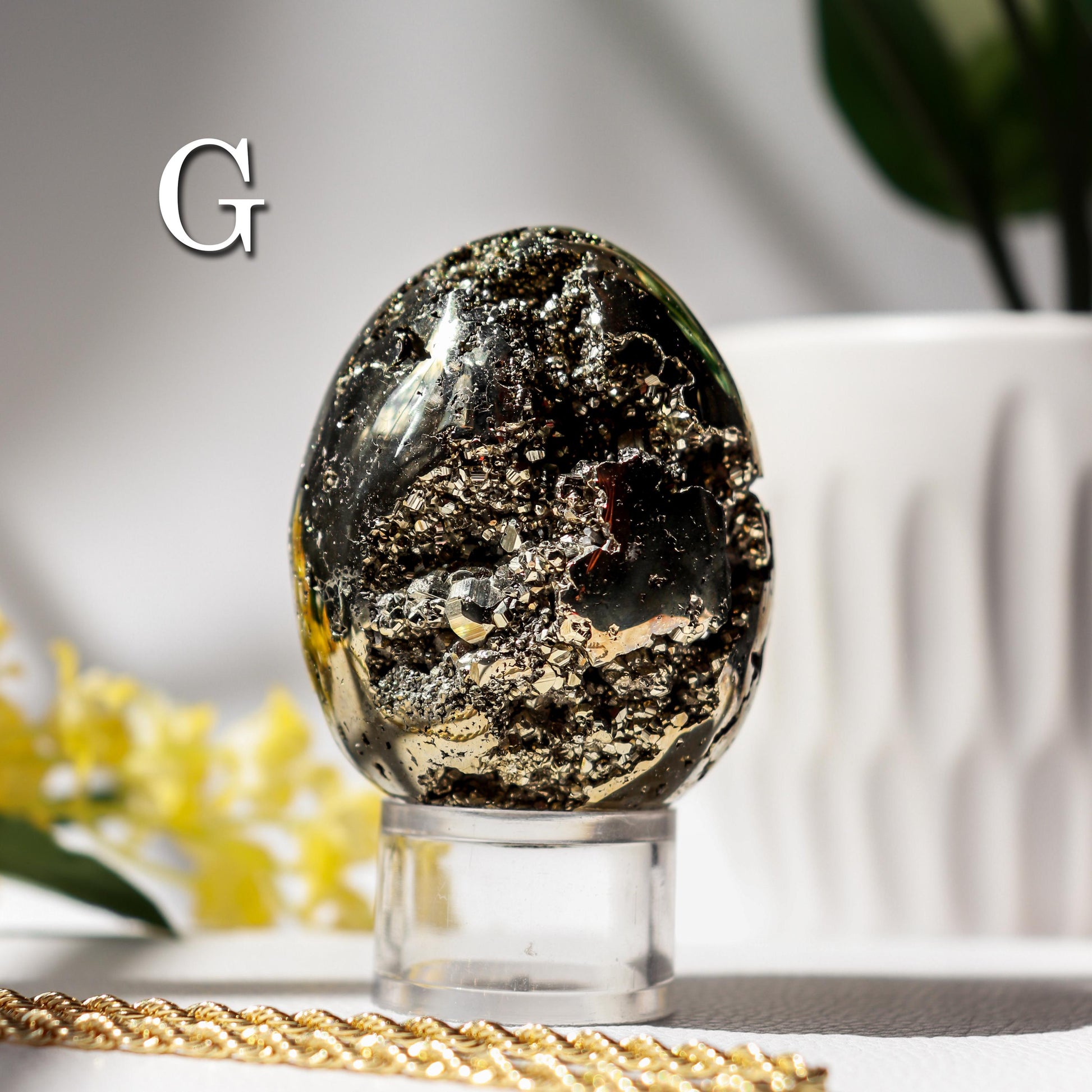 Natural Pyrite Egg, Ethically Sourced, Abundance and Prosperity, Easter Egg - PICK YOUR OWN