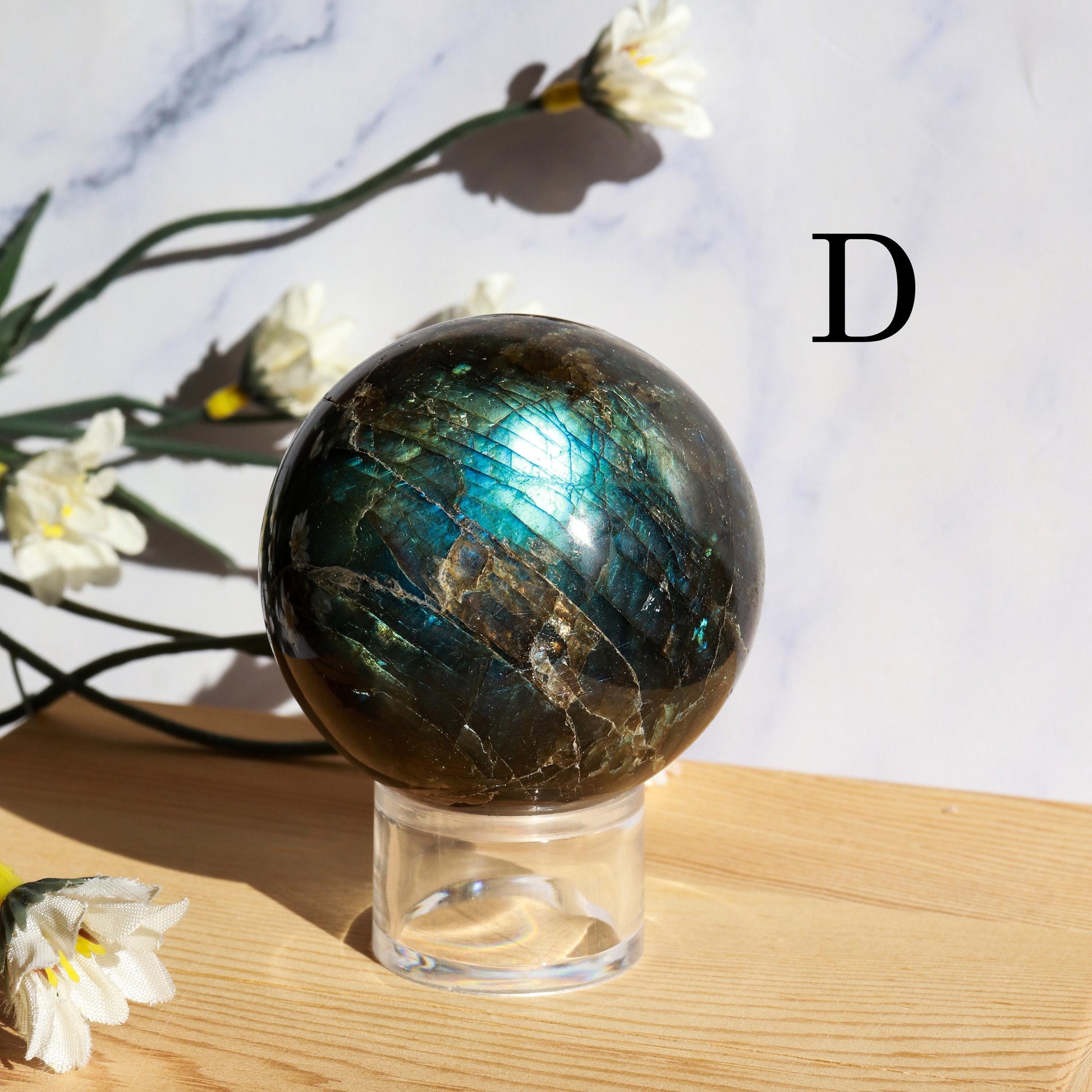 Labradorite Crystal Sphere with Beautiful Flash
