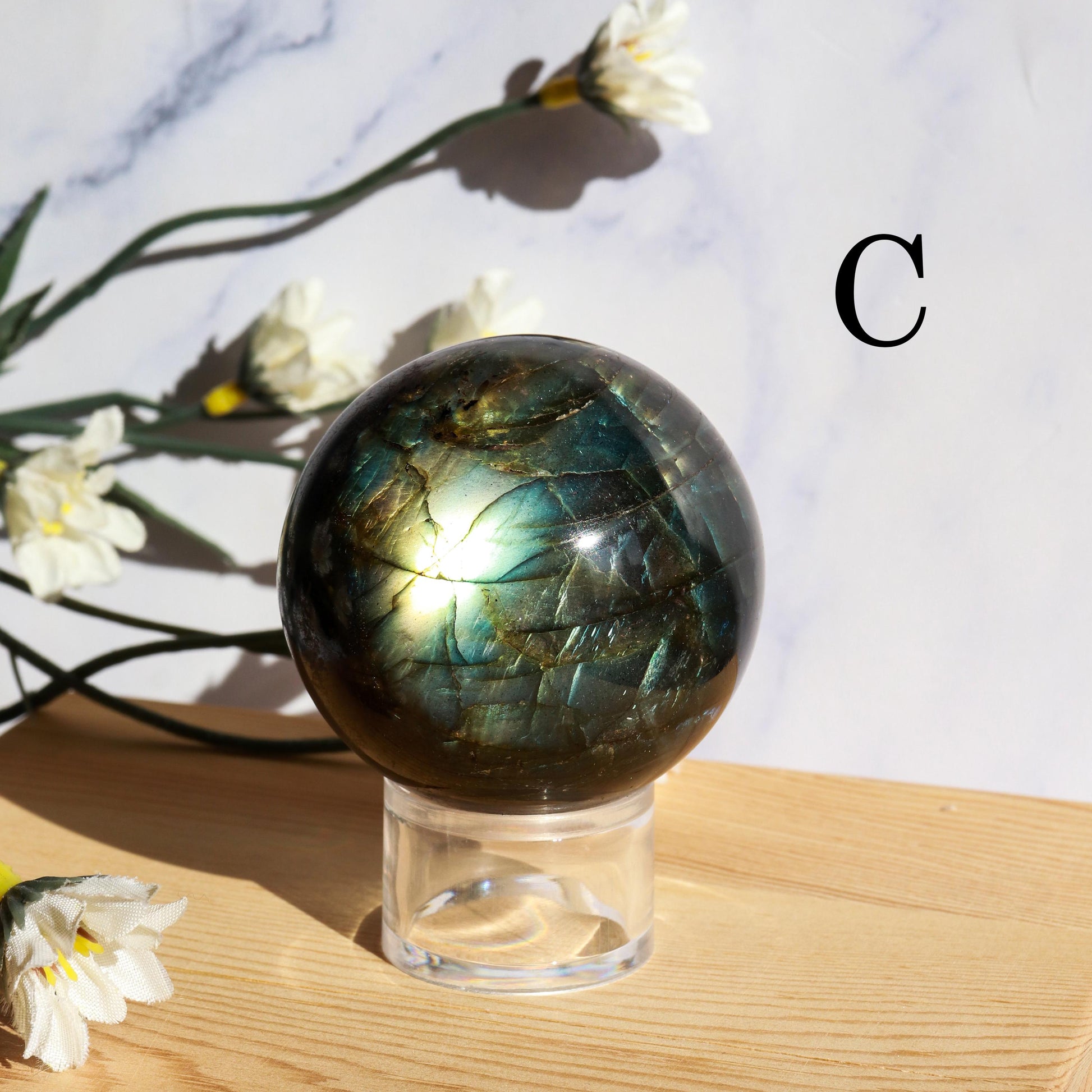 Labradorite Crystal Sphere with Beautiful Flash