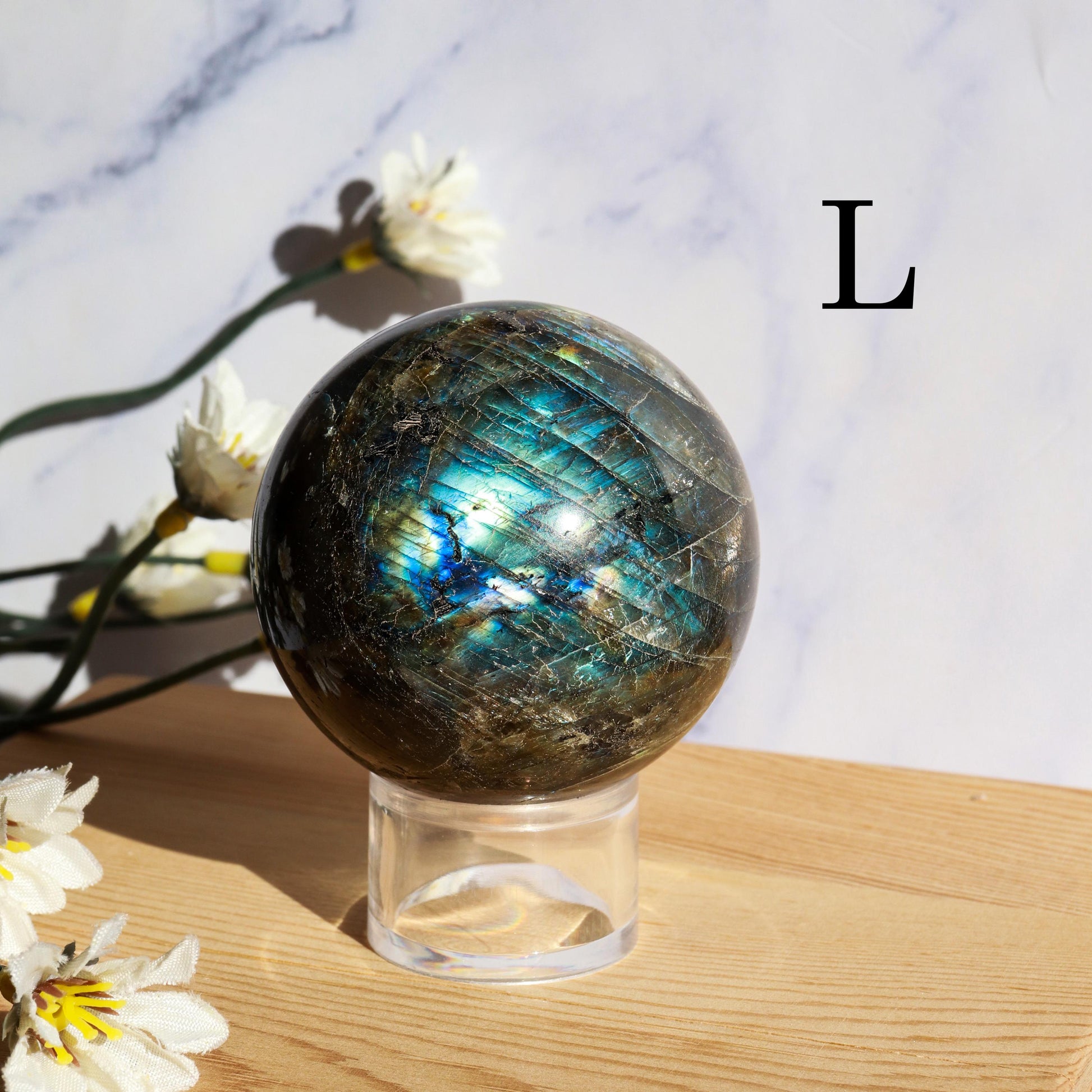 Labradorite Crystal Sphere with Beautiful Flash