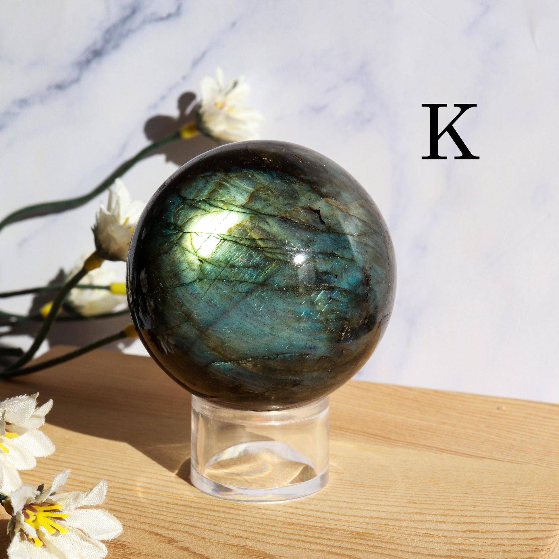Labradorite Crystal Sphere with Beautiful Flash