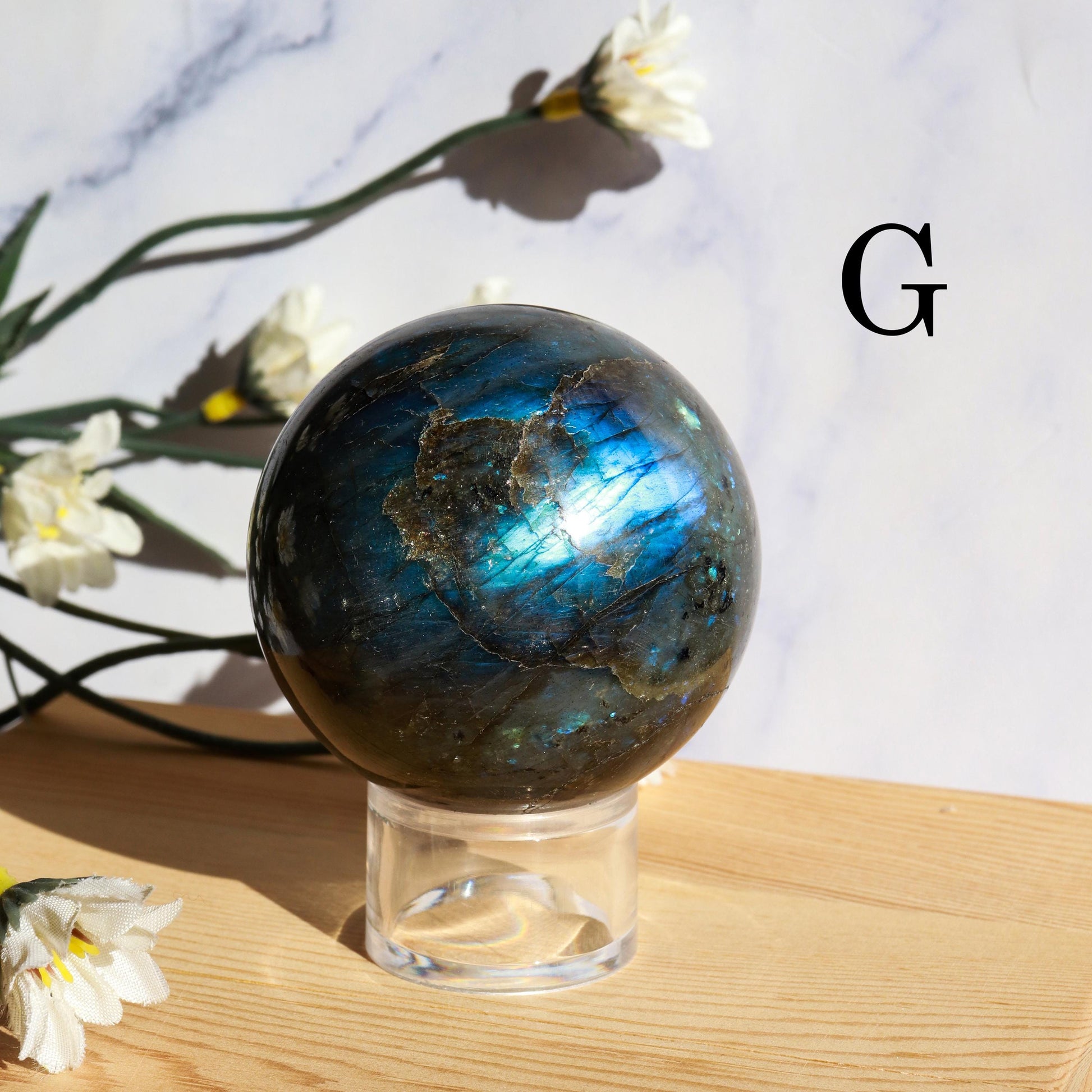 Labradorite Crystal Sphere with Beautiful Flash