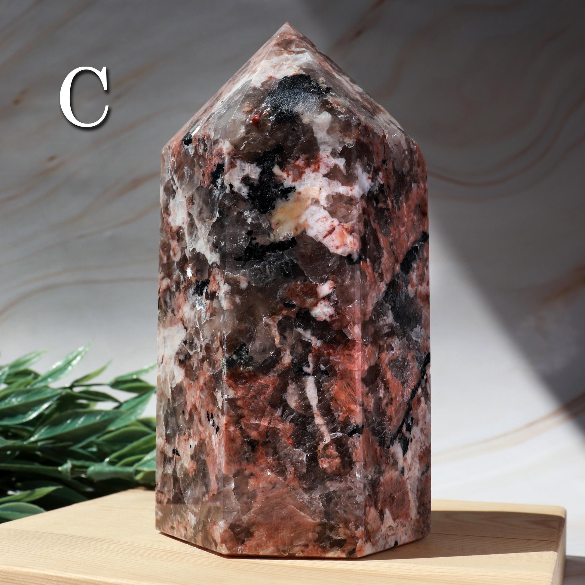 Black Tourmaline with Feldspar Tower, Black Tourmaline Point, Ethically Sourced, Self-Confidence, Power
