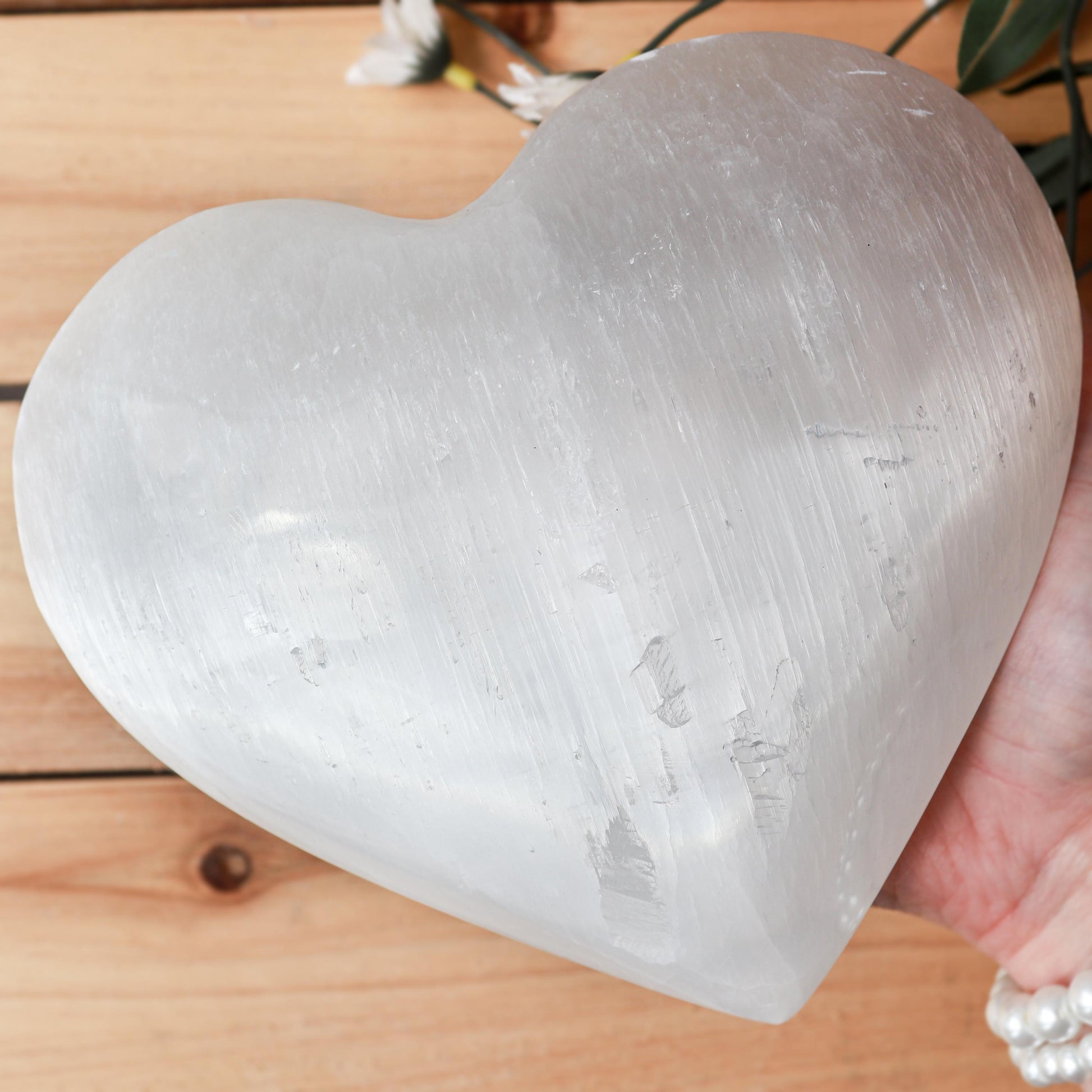 EXTRA LARGE - Selenite Heart Crystal, Ethically Sourced, Hand Carved, Cleansing Gemstone