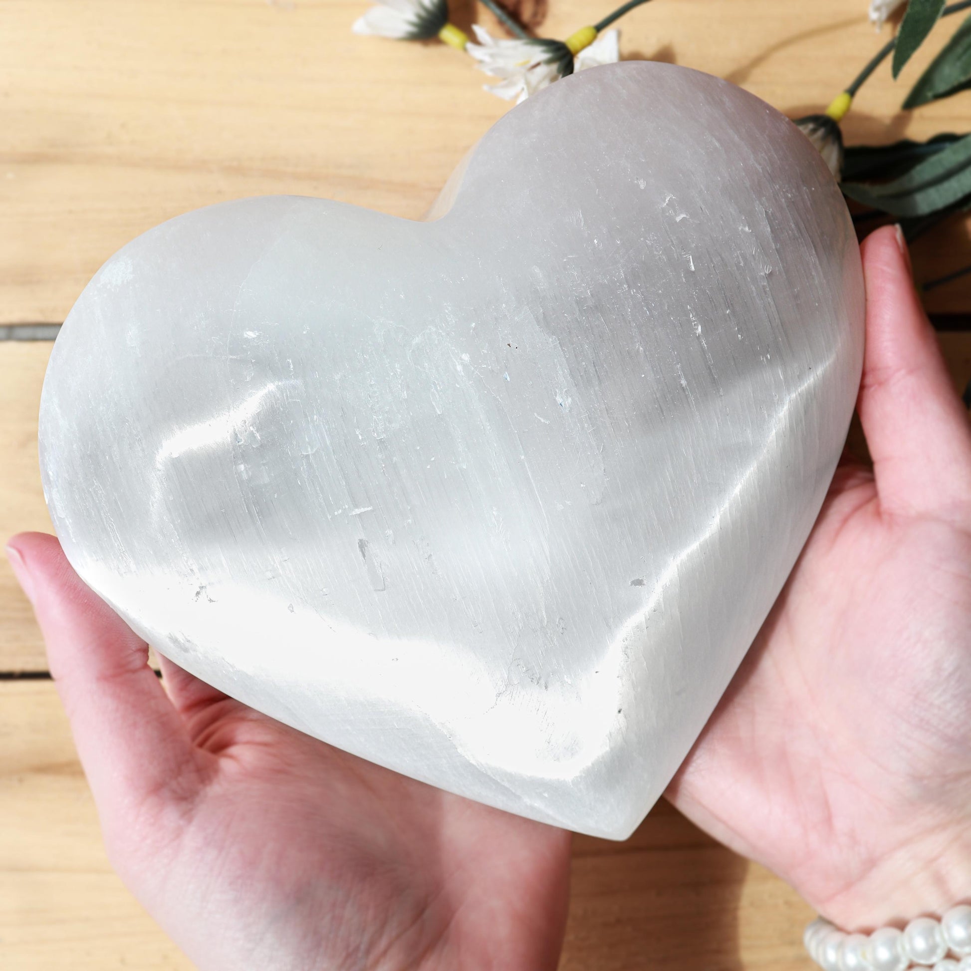 EXTRA LARGE - Selenite Heart Crystal, Ethically Sourced, Hand Carved, Cleansing Gemstone