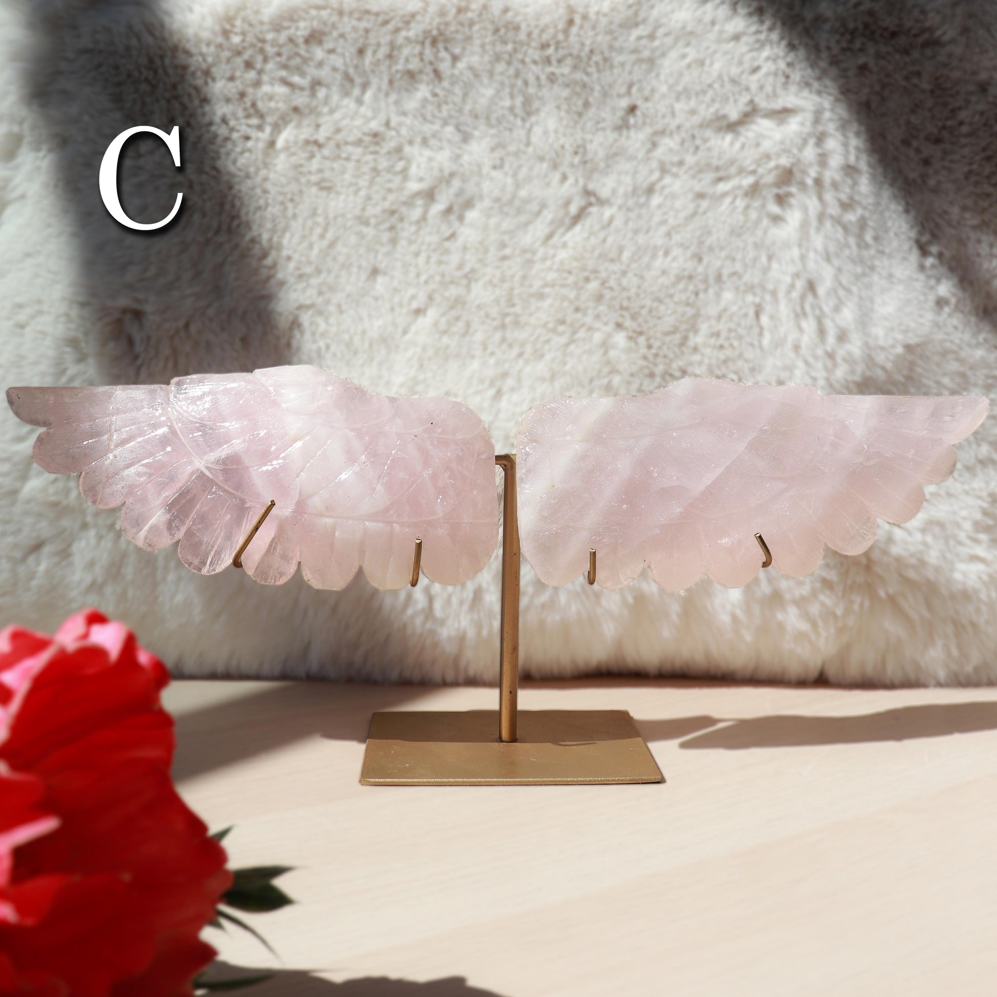 Rose Quartz Angel Wings, Self Love Stone, Polished Gemstone, Crystal Decor, Ethically Sourced