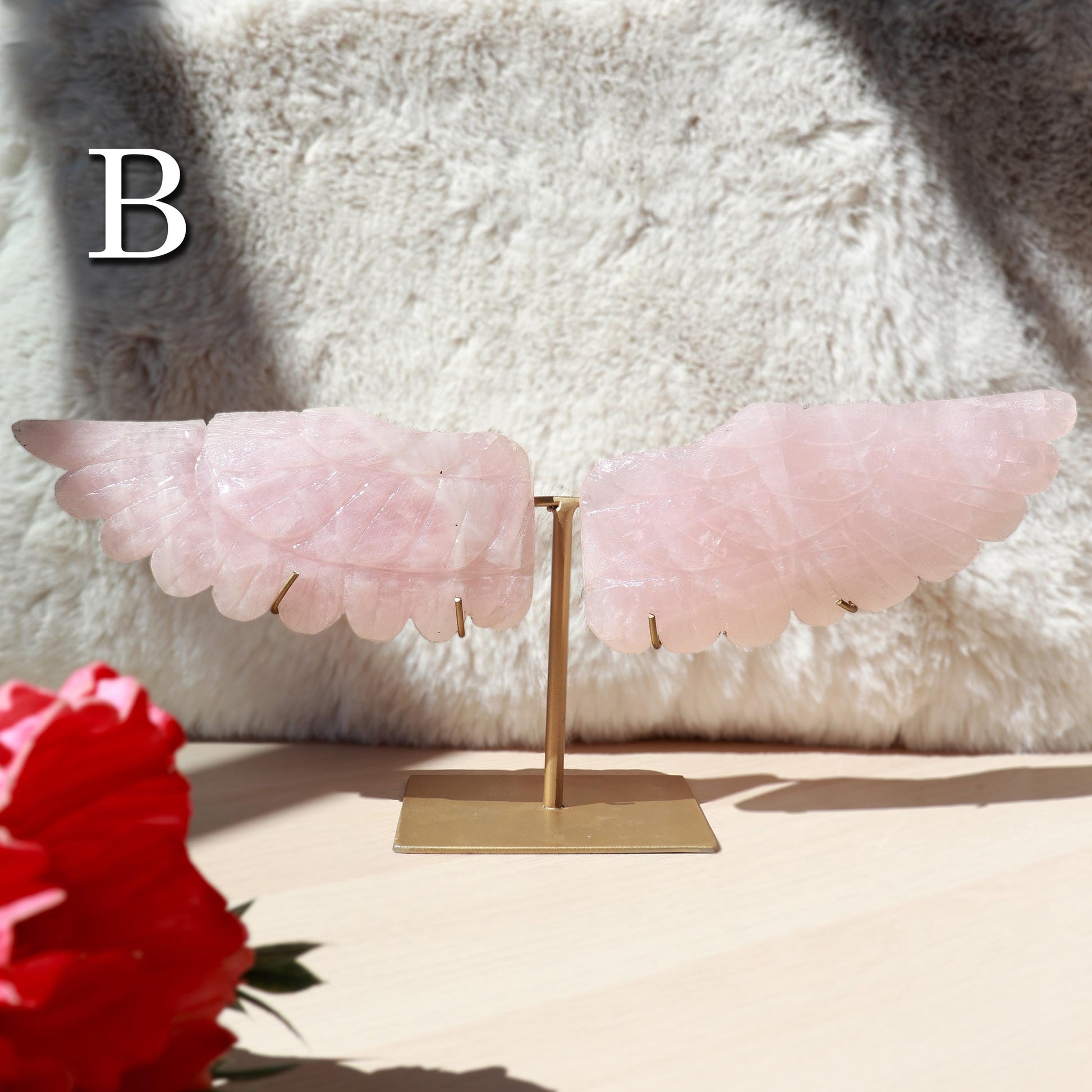 Rose Quartz Angel Wings, Self Love Stone, Polished Gemstone, Crystal Decor, Ethically Sourced