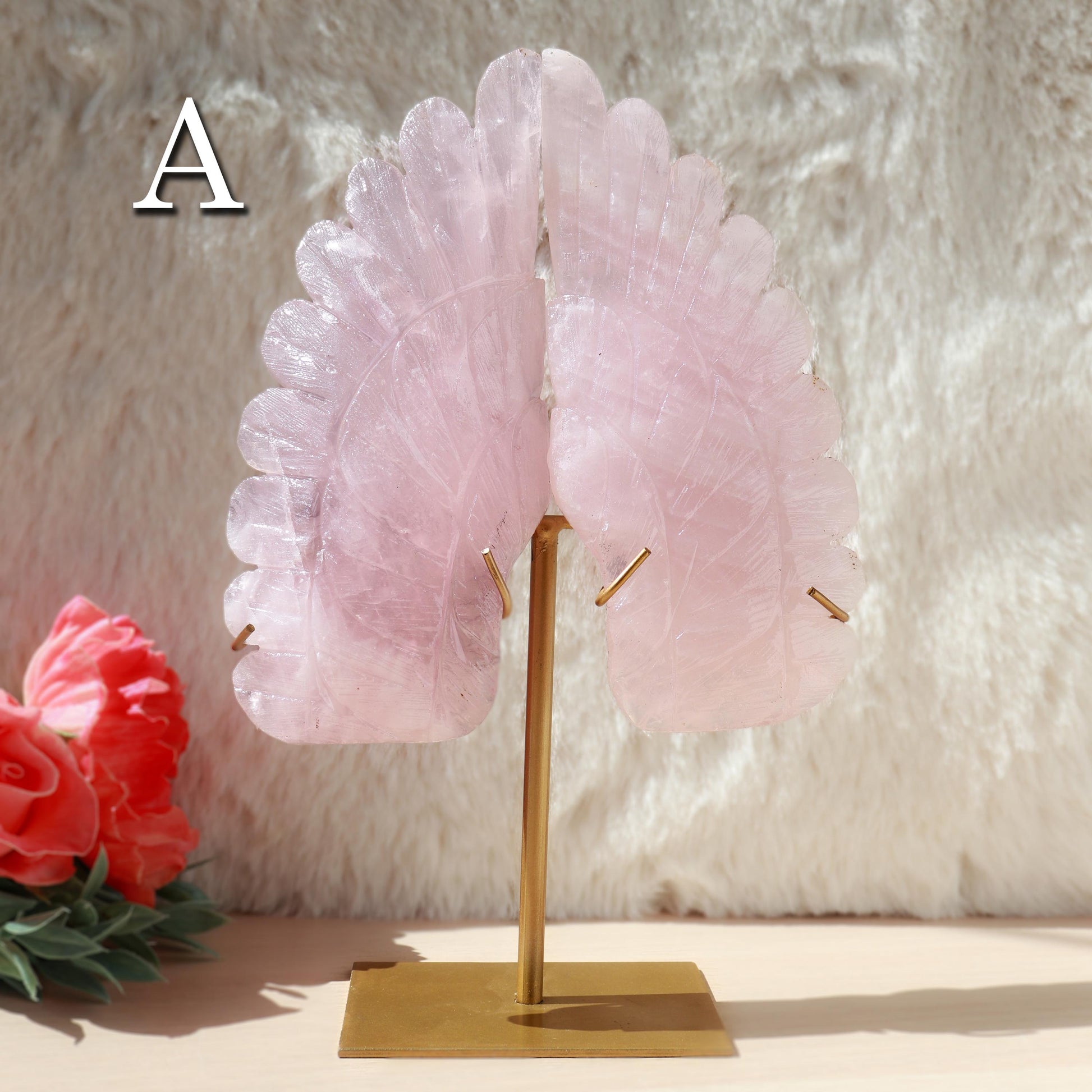 Rose Quartz Angel Wings, Self Love Stone, Polished Gemstone, Crystal Decor, Ethically Sourced