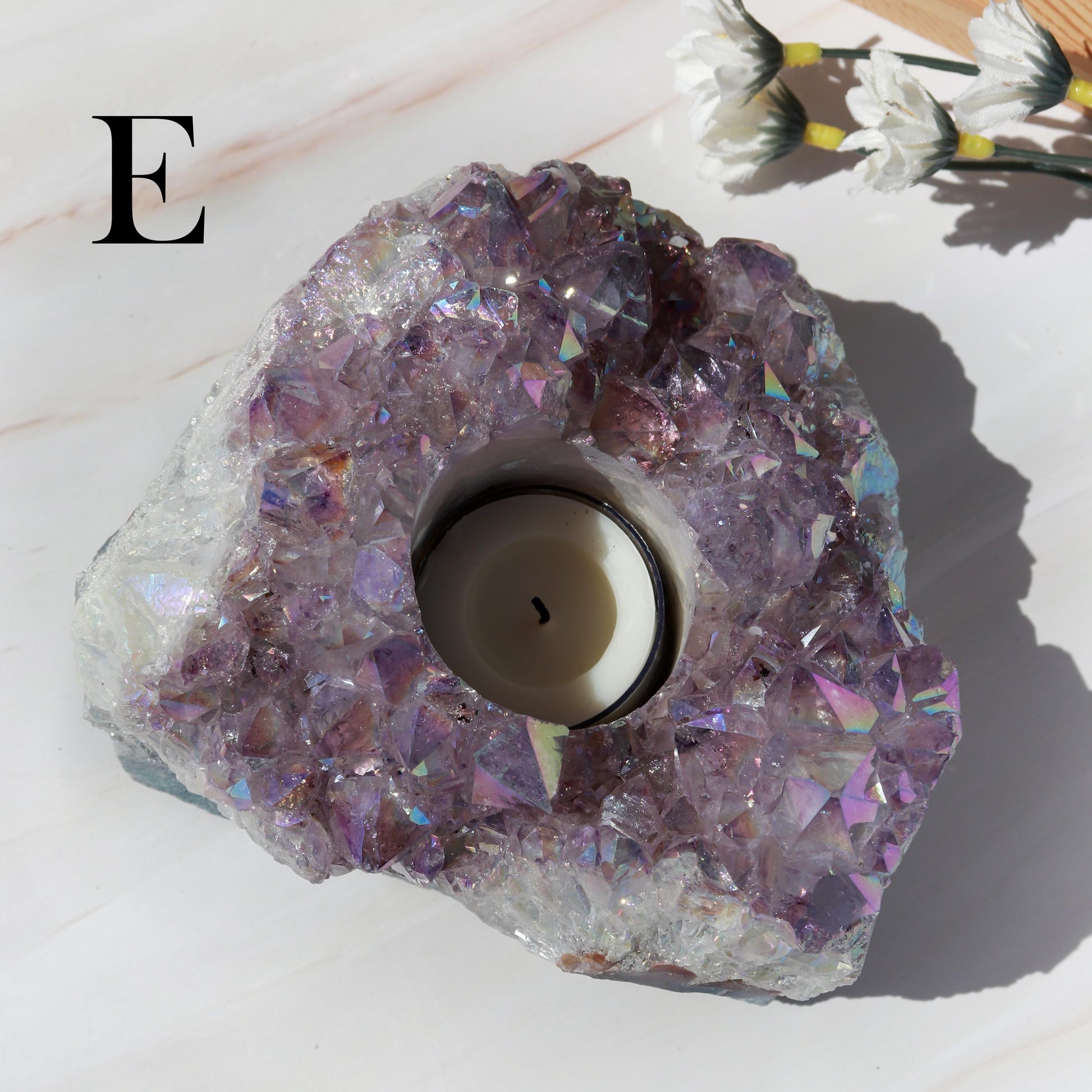 Amethyst Angel Aura Candle Holders, Ethically Sourced, Tealight Holder - PICK YOUR OWN