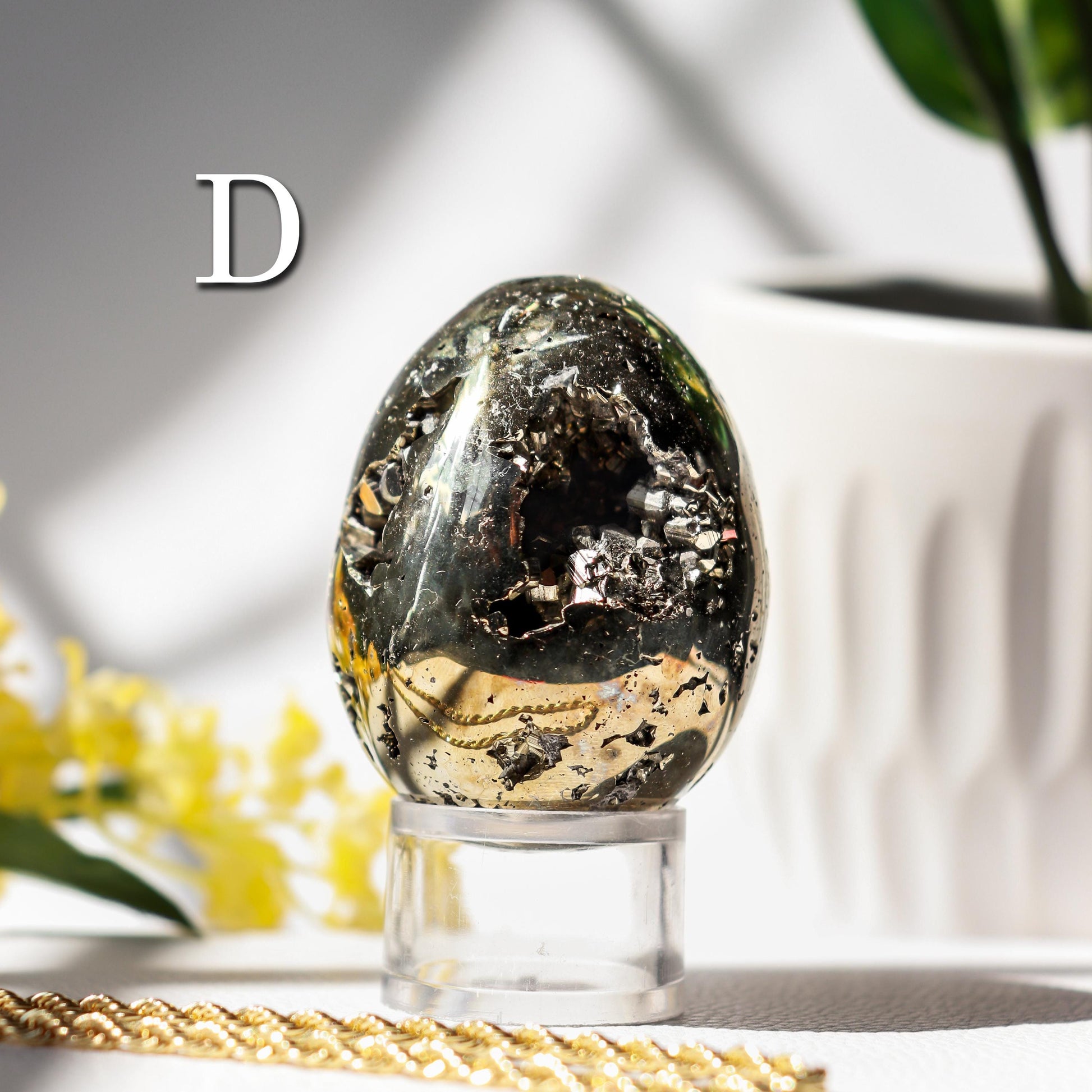 Natural Pyrite Egg, Ethically Sourced, Abundance and Prosperity, Easter Egg - PICK YOUR OWN