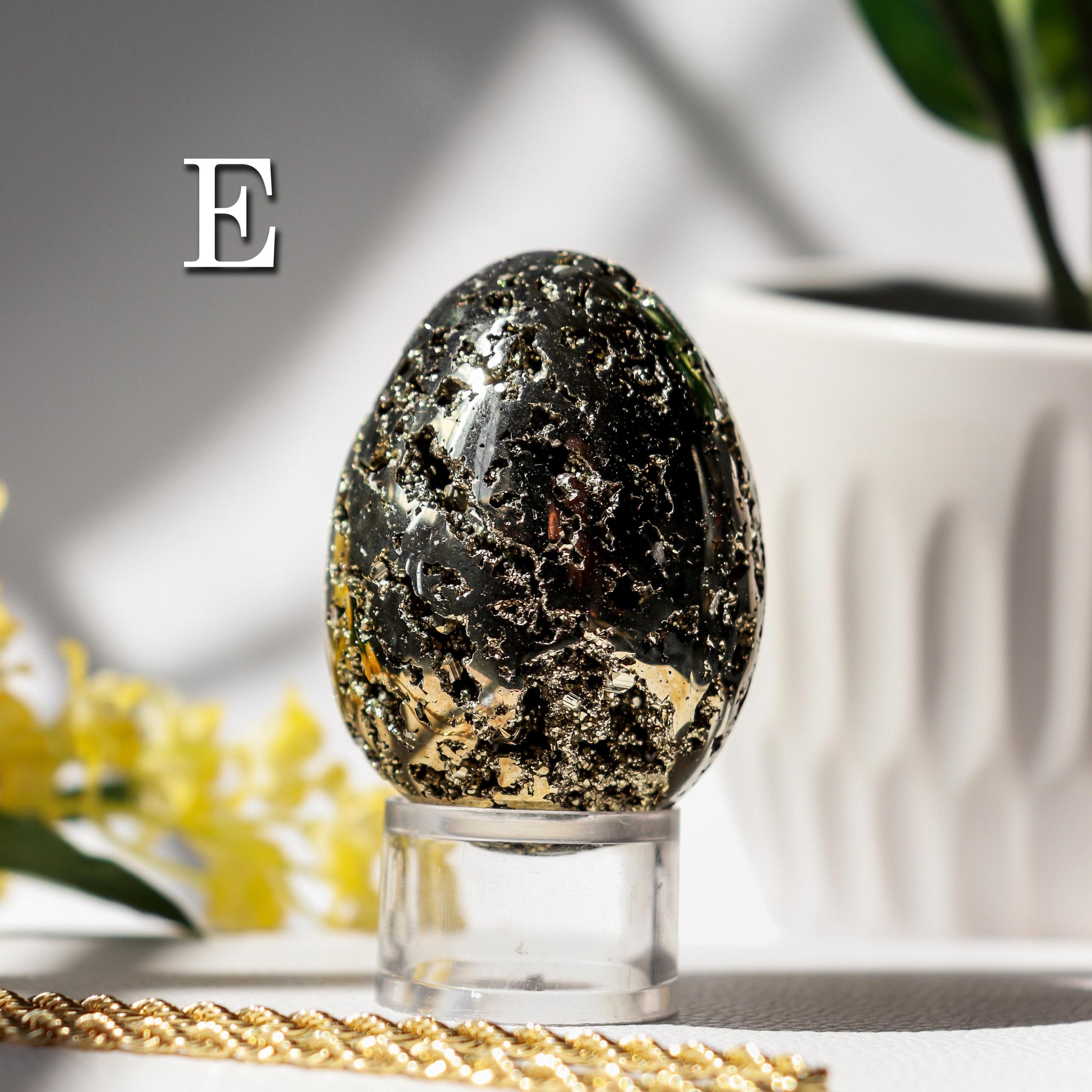 Natural Pyrite Egg, Ethically Sourced, Abundance and Prosperity, Easter Egg - PICK YOUR OWN