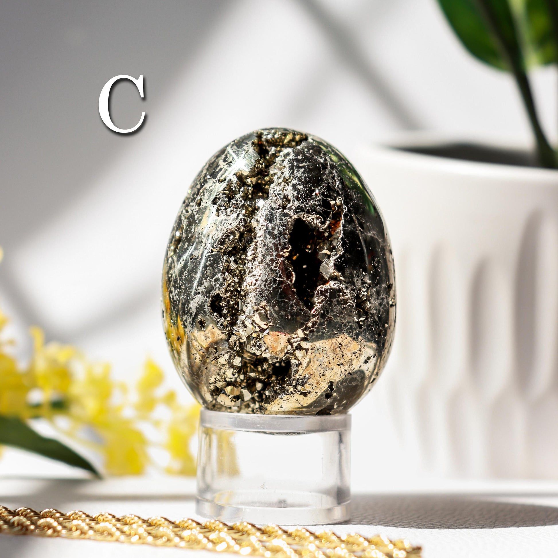 Natural Pyrite Egg, Ethically Sourced, Abundance and Prosperity, Easter Egg - PICK YOUR OWN