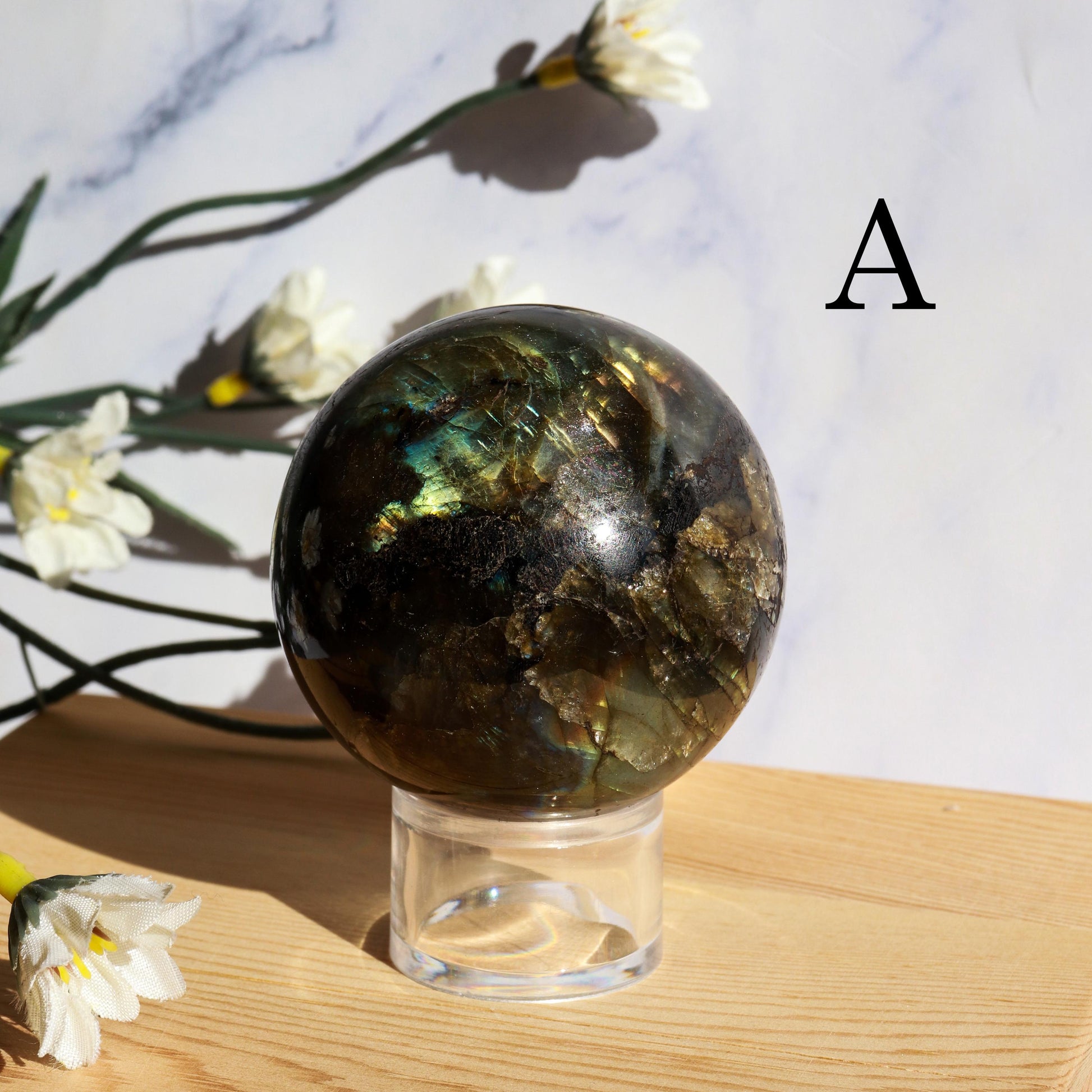 Labradorite Crystal Sphere with Beautiful Flash