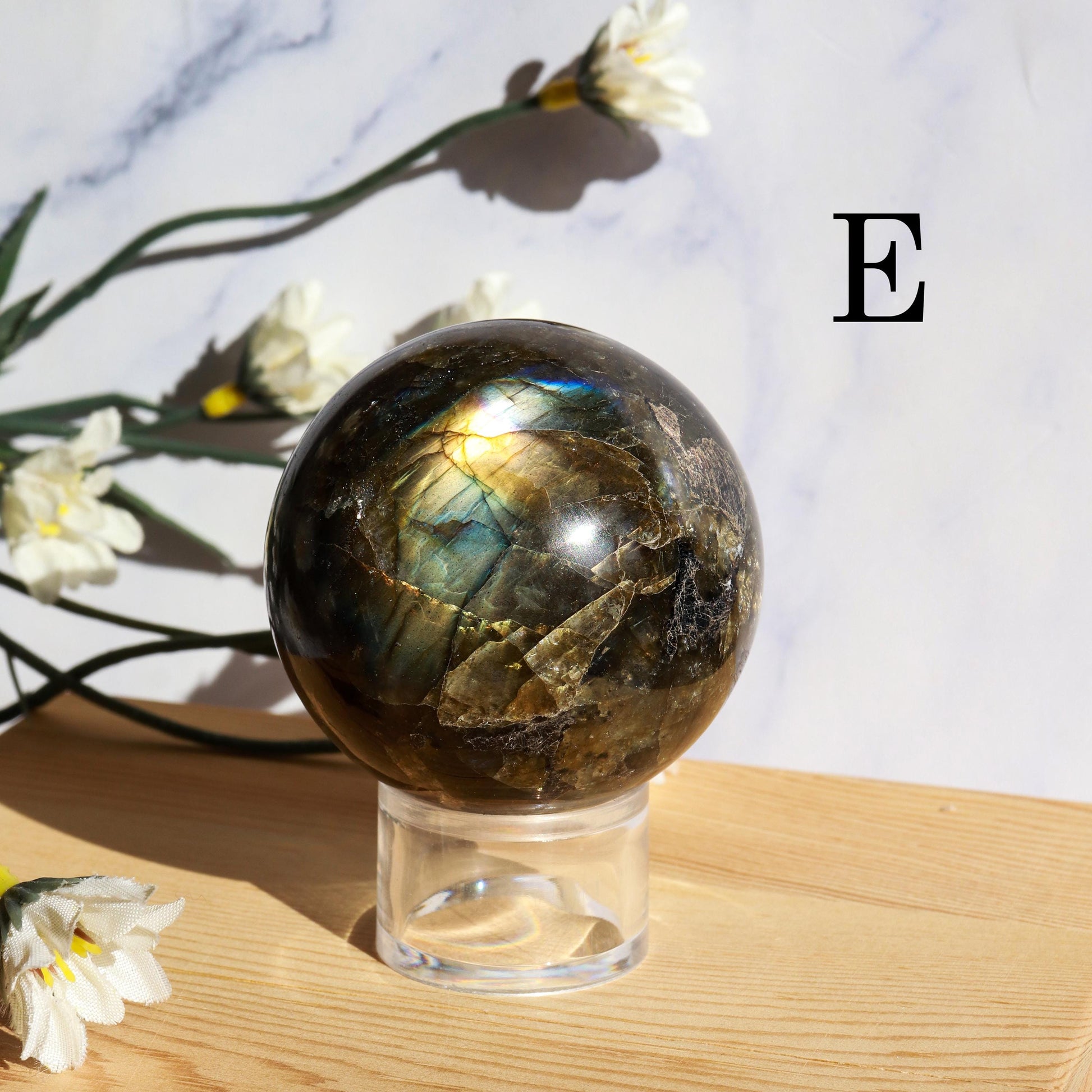 Labradorite Crystal Sphere with Beautiful Flash