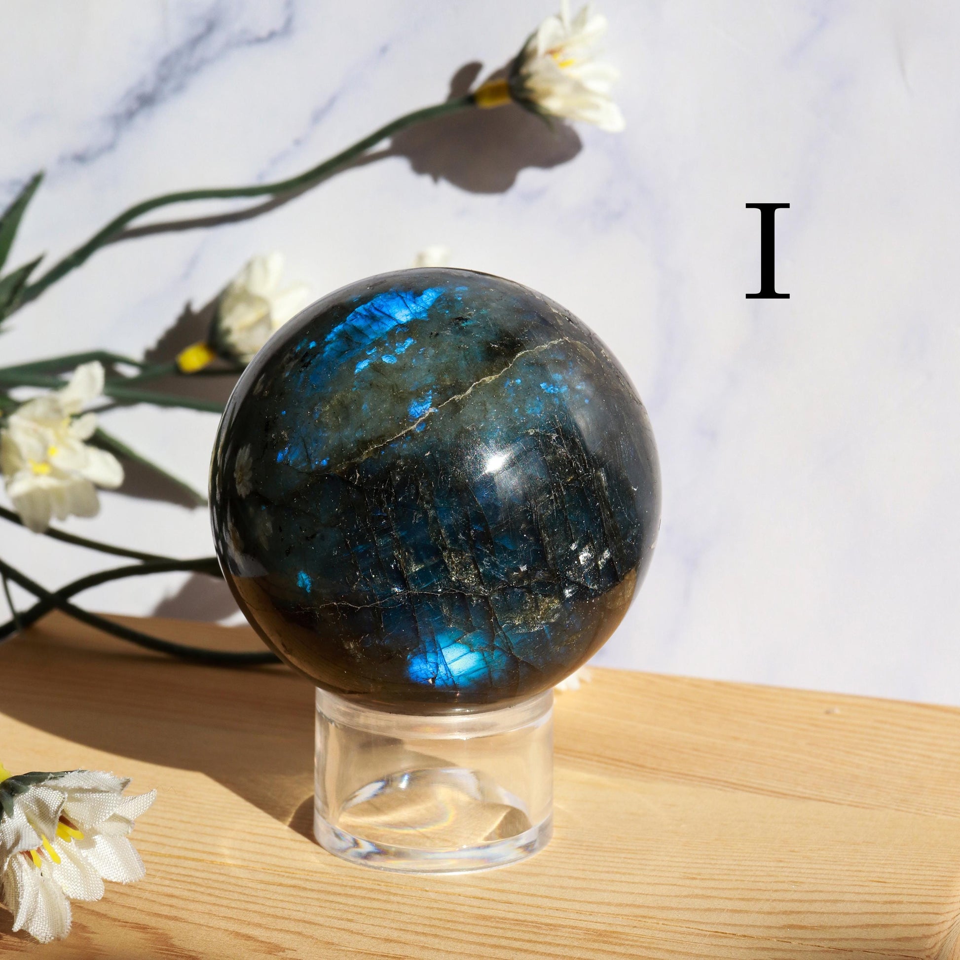 Labradorite Crystal Sphere with Beautiful Flash