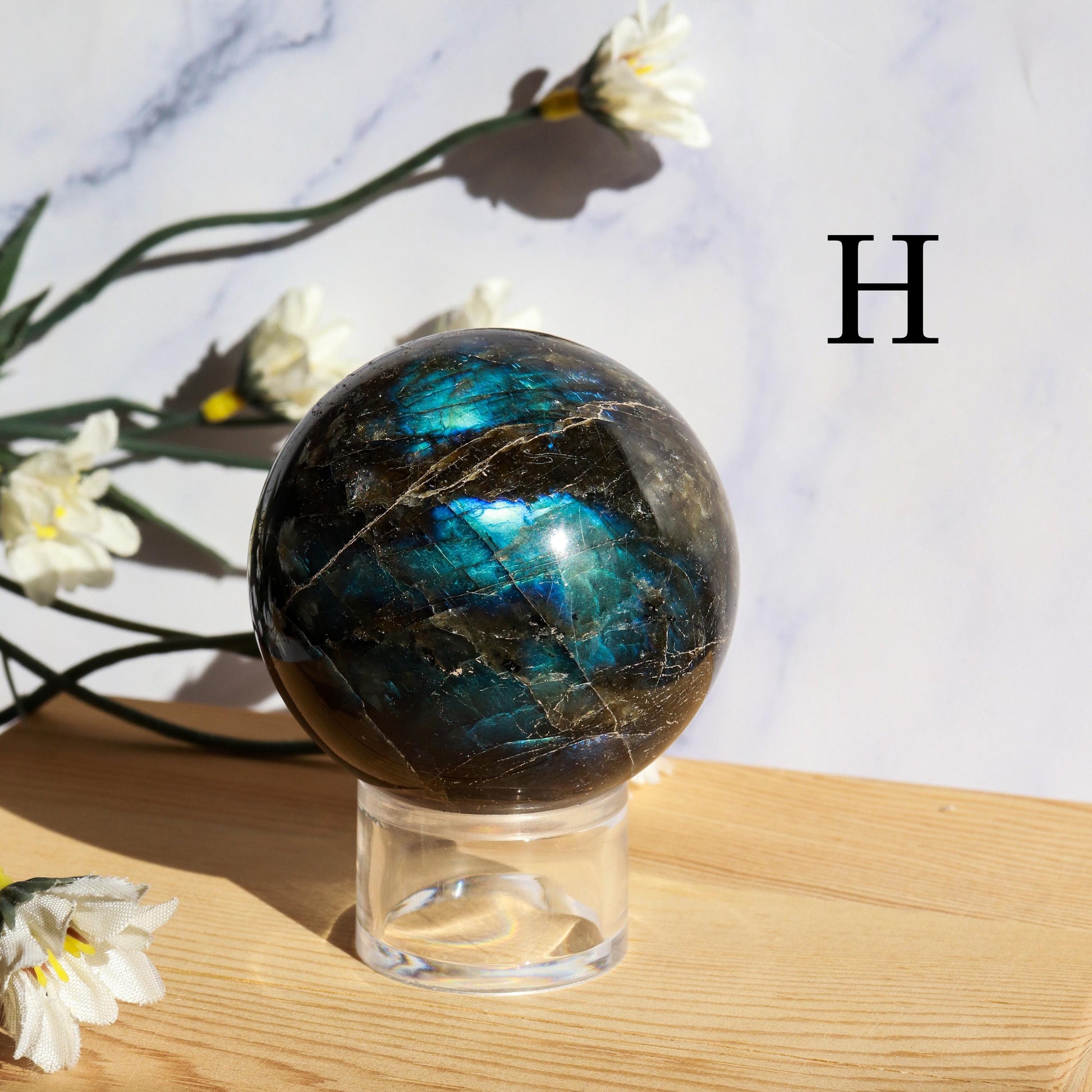 Labradorite Crystal Sphere with Beautiful Flash
