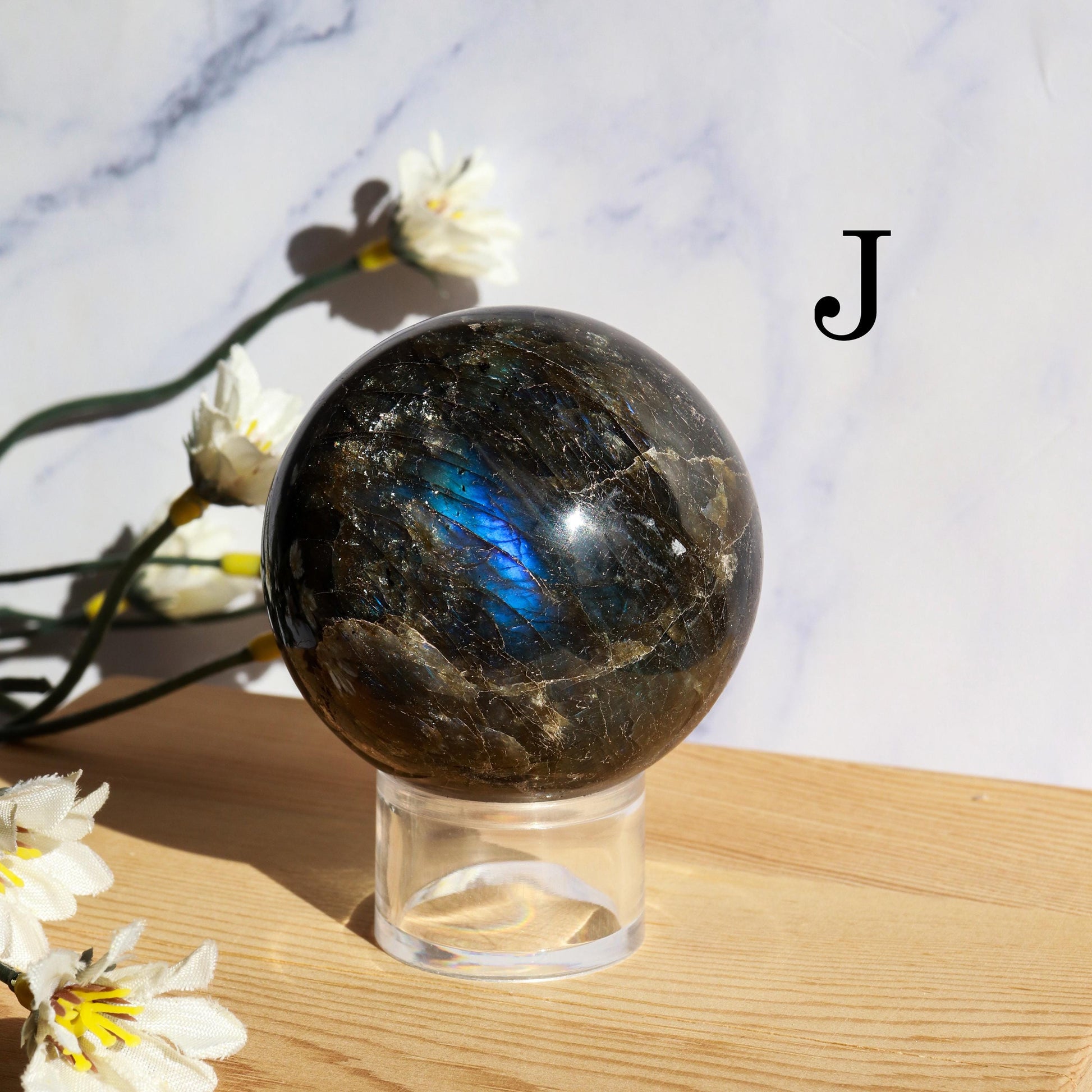 Labradorite Crystal Sphere with Beautiful Flash