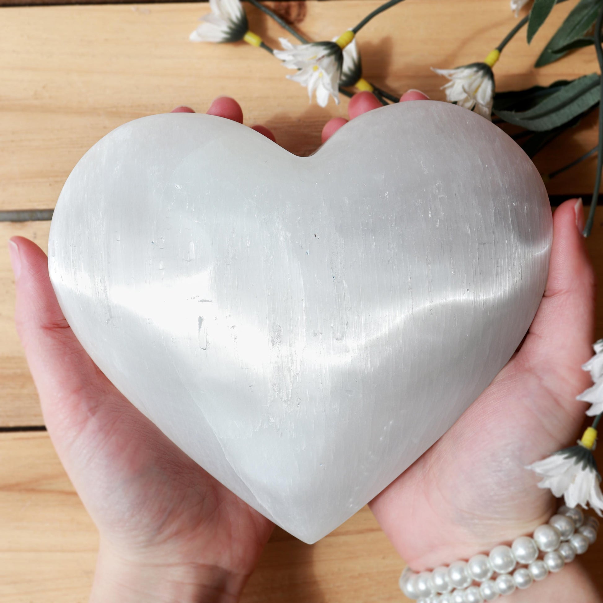 EXTRA LARGE - Selenite Heart Crystal, Ethically Sourced, Hand Carved, Cleansing Gemstone