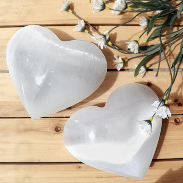 EXTRA LARGE - Selenite Heart Crystal, Ethically Sourced, Hand Carved, Cleansing Gemstone