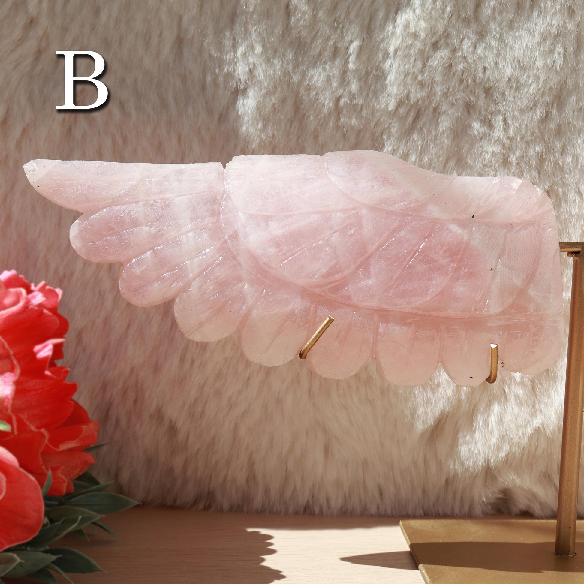 Rose Quartz Angel Wings, Self Love Stone, Polished Gemstone, Crystal Decor, Ethically Sourced