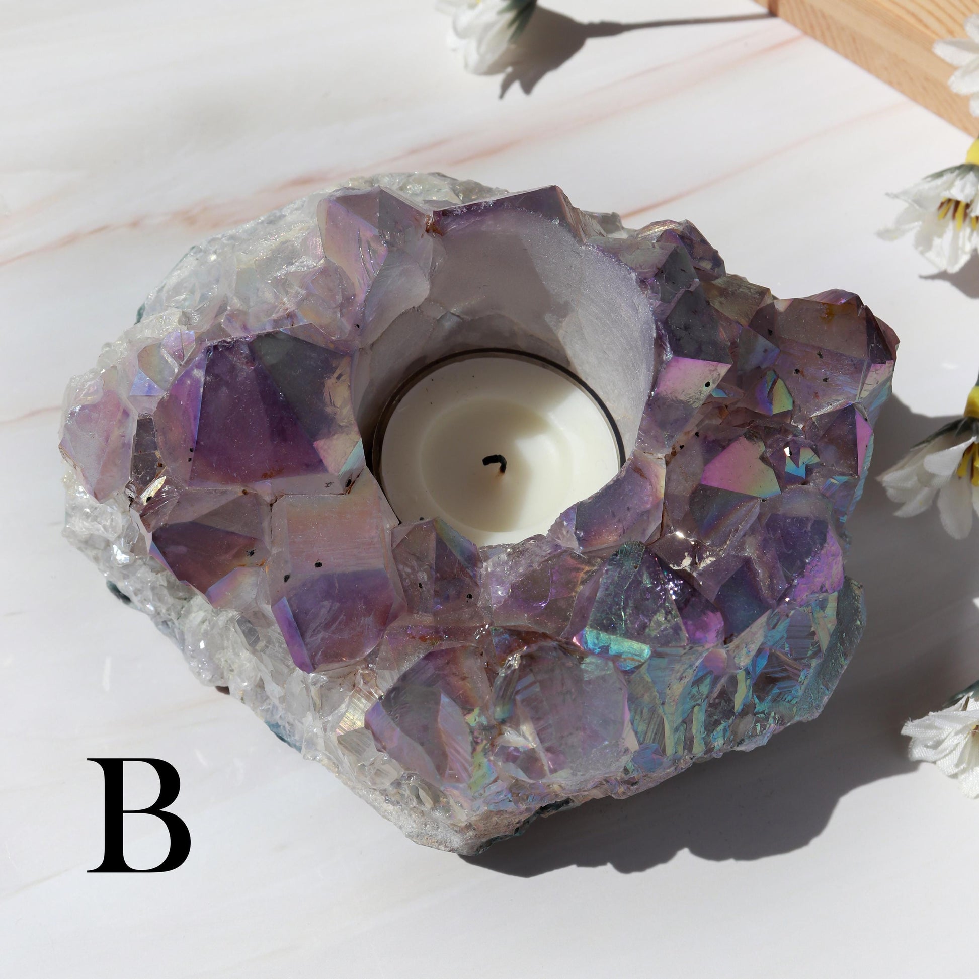 Amethyst Angel Aura Candle Holders, Ethically Sourced, Tealight Holder - PICK YOUR OWN