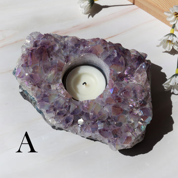 Amethyst Angel Aura Candle Holders, Ethically Sourced, Tealight Holder - PICK YOUR OWN