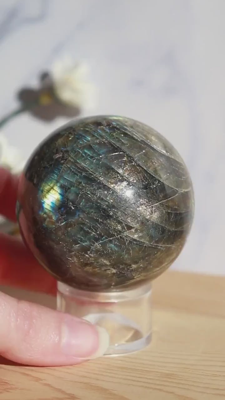 Flashy Labradorite Crystal Sphere, Ethically Sourced, Polished Sphere - PICK YOUR OWN