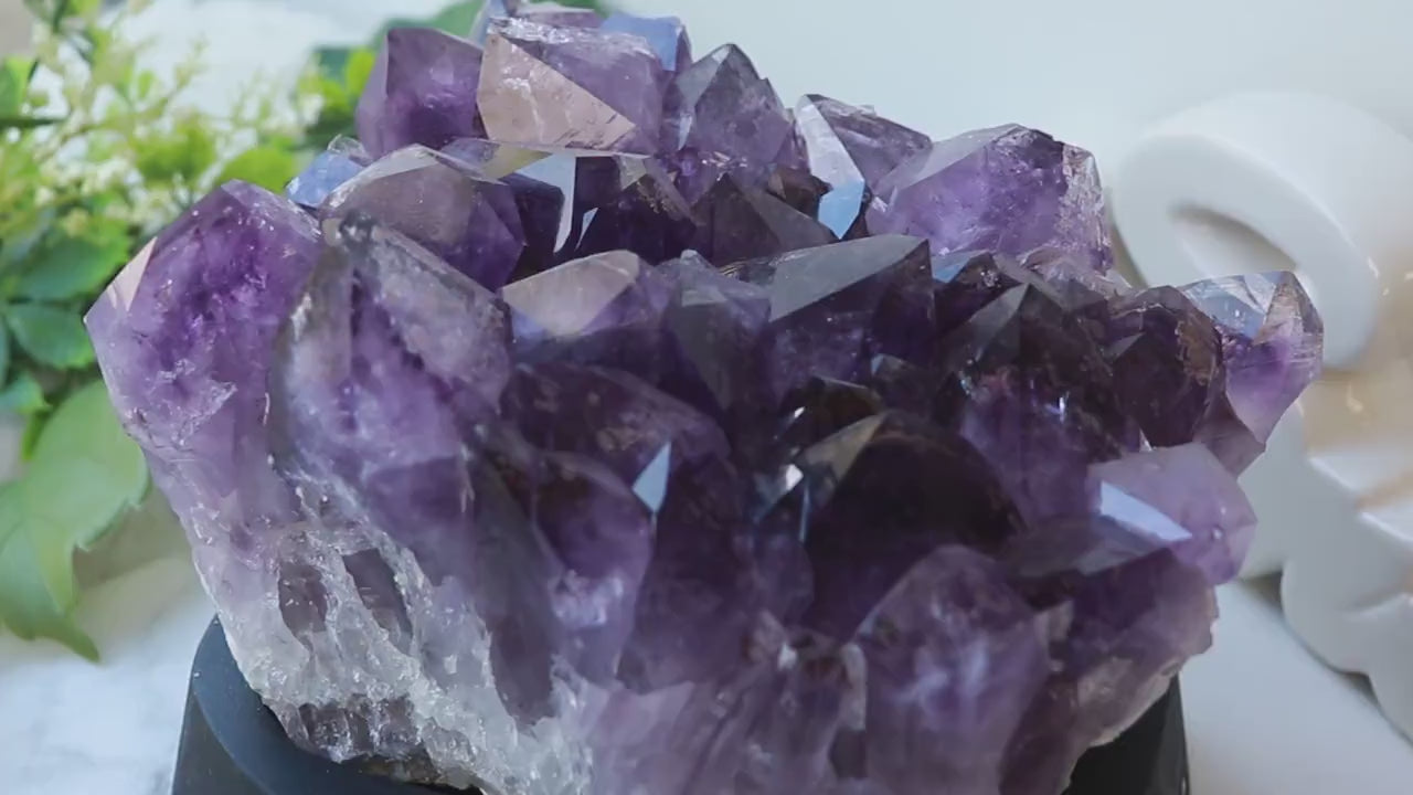 Huge Grade A Amethyst Cluster, Crystal on Wooden Base, Ethically Sourced - PICK YOUR OWN