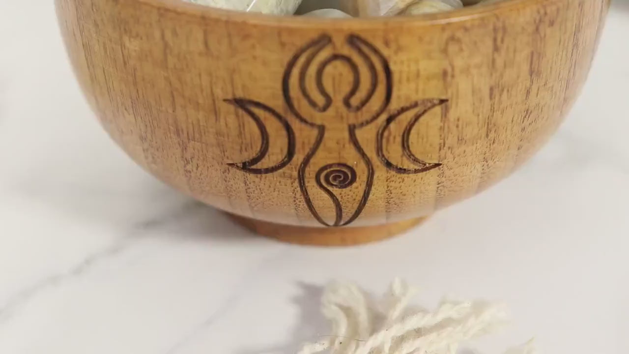 Moon Goddess Bowl |Triple Moon Goddess Wooden Bowl