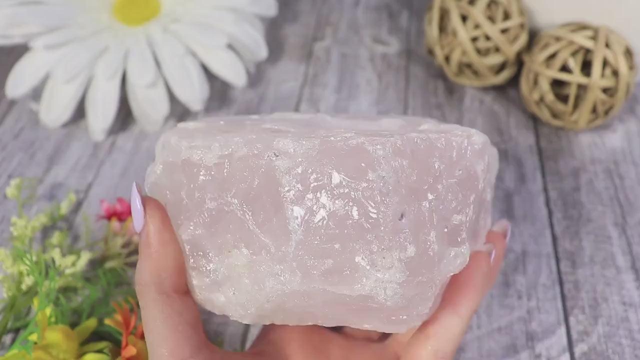 Rose Quartz Candle Holder | Natural Crystal Home Decor