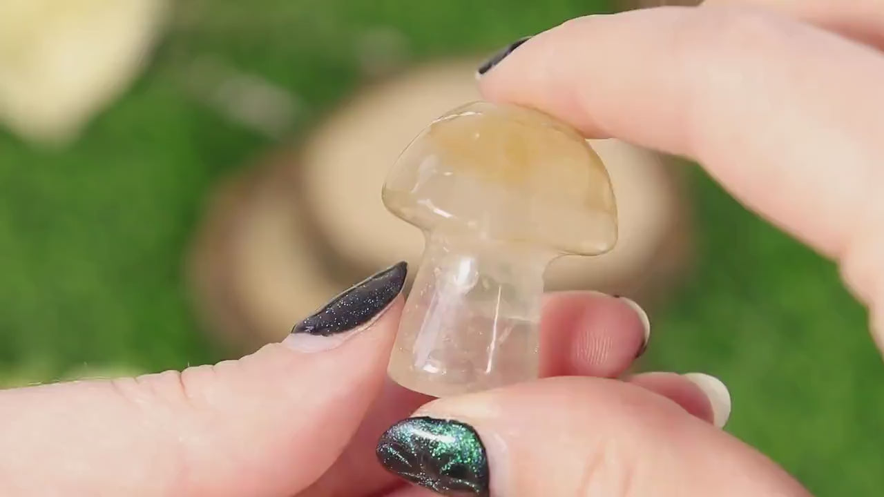 Mini Mushroom Crystals, Hematoid Quartz Gemstone, 20mm, Mushroom Home Decor - SET OF ONE