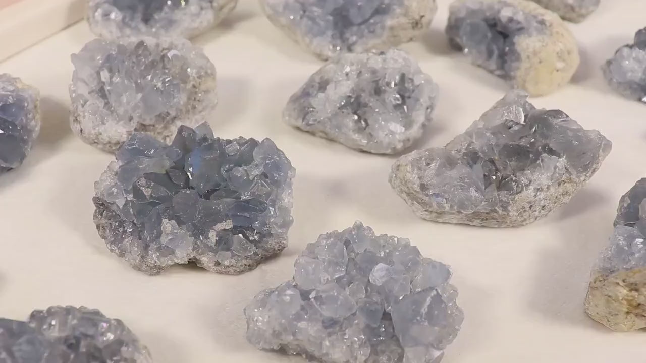 Natural Blue Celestite Geode, Celestite Crystal Cluster, Celestite Raw Crystals for Healing