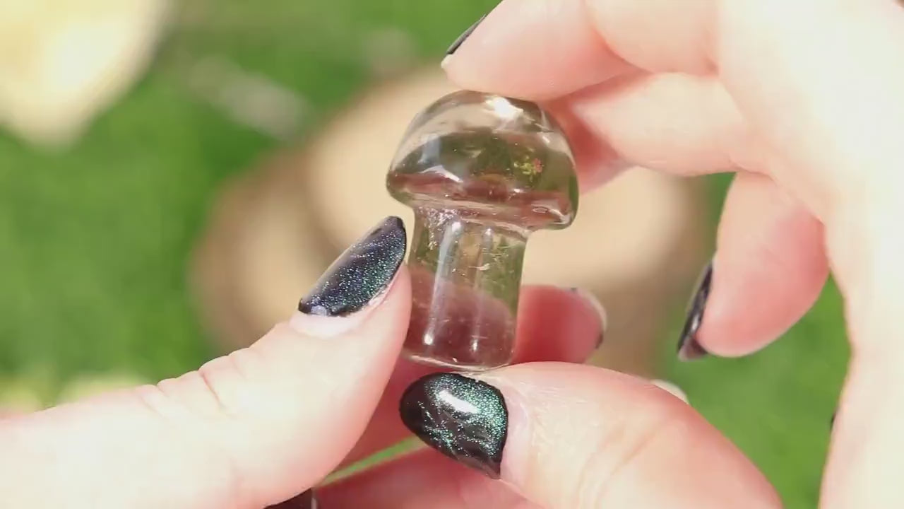 Mini Mushroom Crystals, Smoky Quartz Gemstone, 20mm, Mushroom Home Decor - SET OF ONE