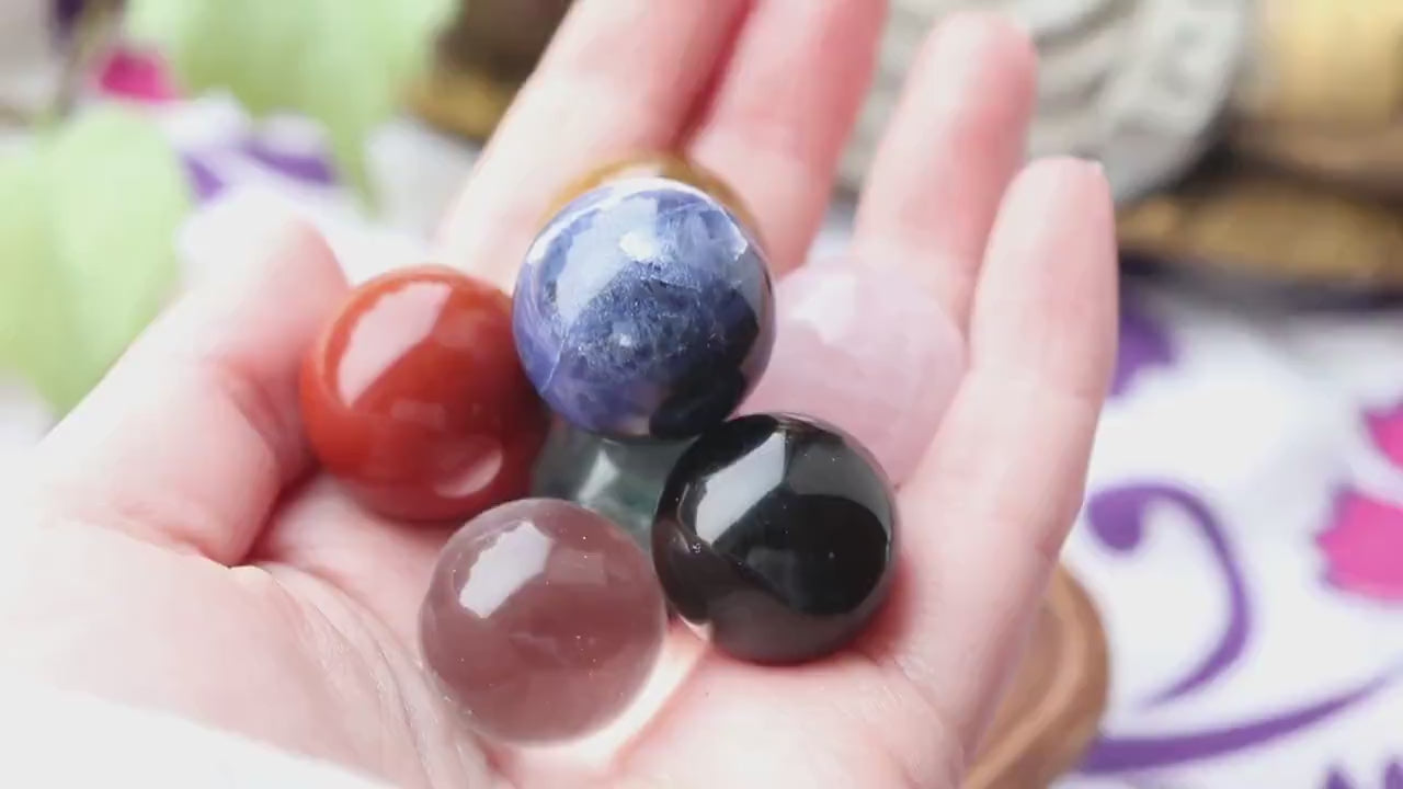 Genuine Crystal Mini Sphere Set, Balance and Harmonize your Chakras, Polished Gemstones