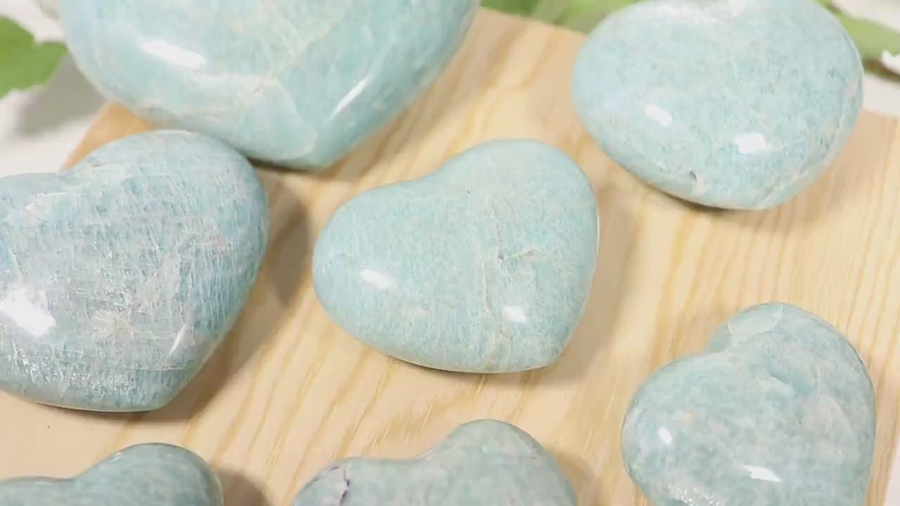 Polished Amazonite Hearts, Natural Gemstone, Pick your Stone