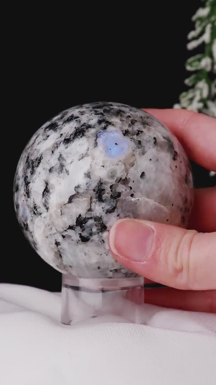 Rainbow Moonstone Sphere, Meditate for Life Reflection, Break Free!